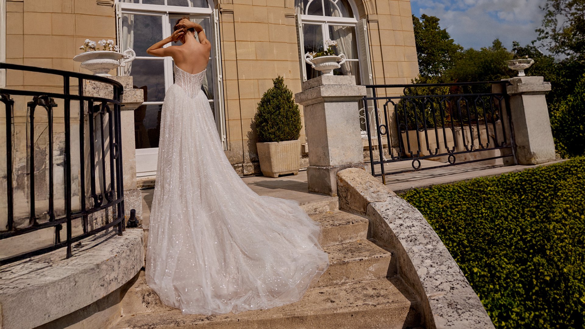 Justin Alexander Style 88531 MAJESTY Allover Sparkle Ball Gown with Art Deco Beading and Basque Waist