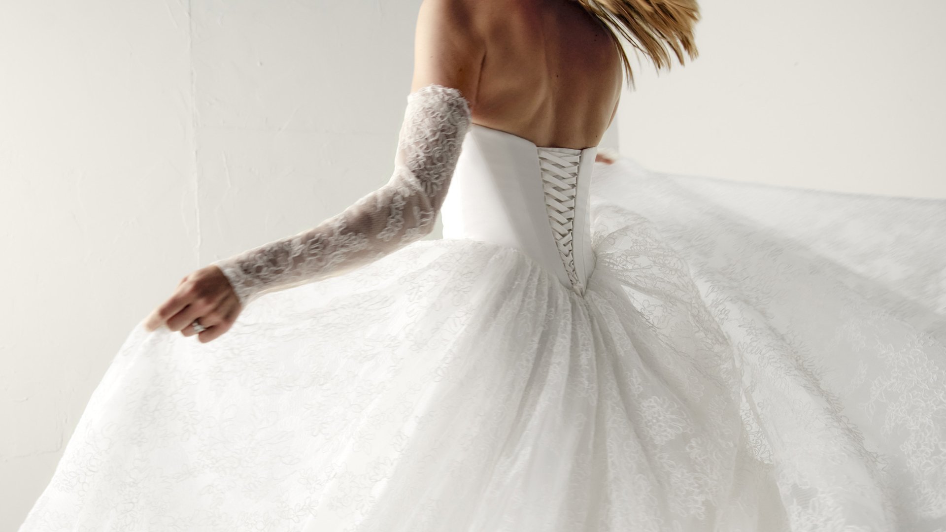 Justin Alexander Signature Style 99389 SABLE Alençon Lace Ball Gown with Satin Bodice and Peek-a-Boo Neckline