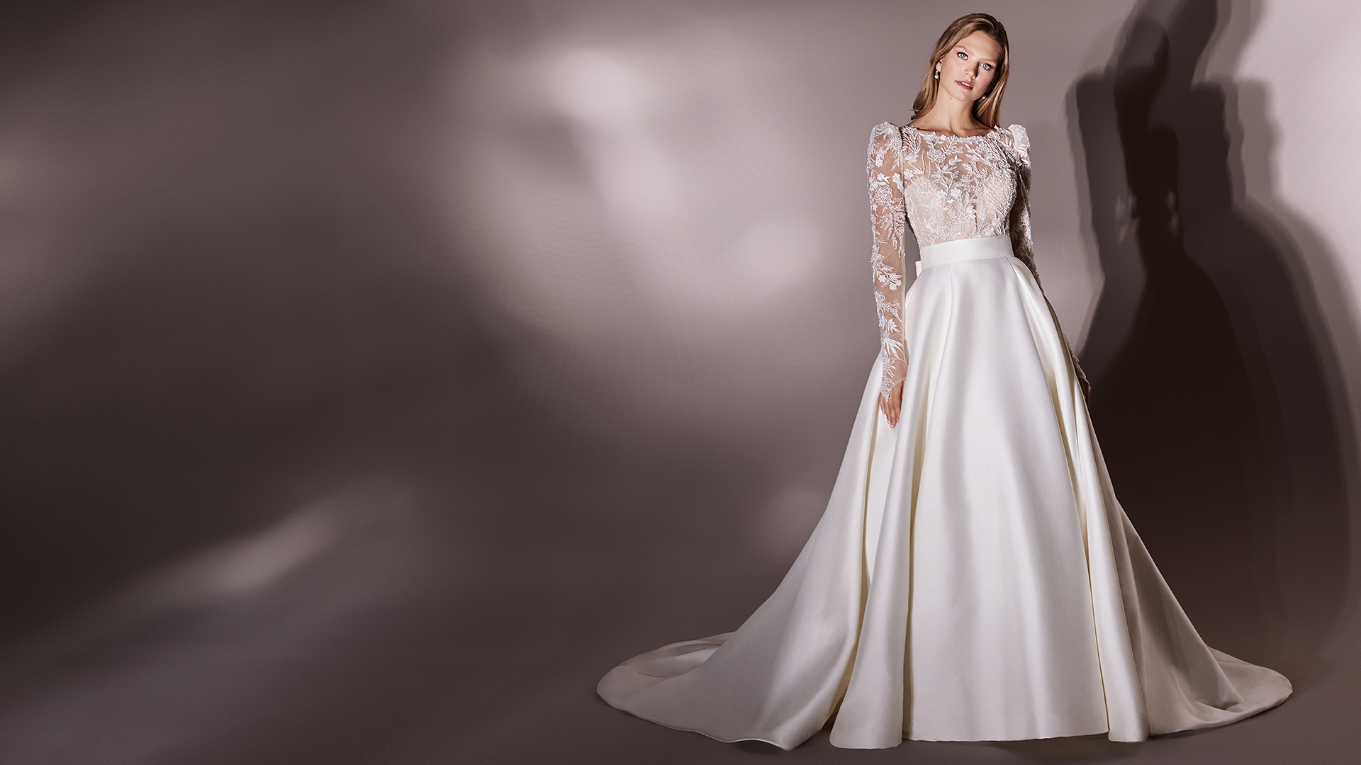 Justin Alexander Signature Style 99273 Camelot Stretch Mikado Ball Gown with Illusion Sabrina Neckline