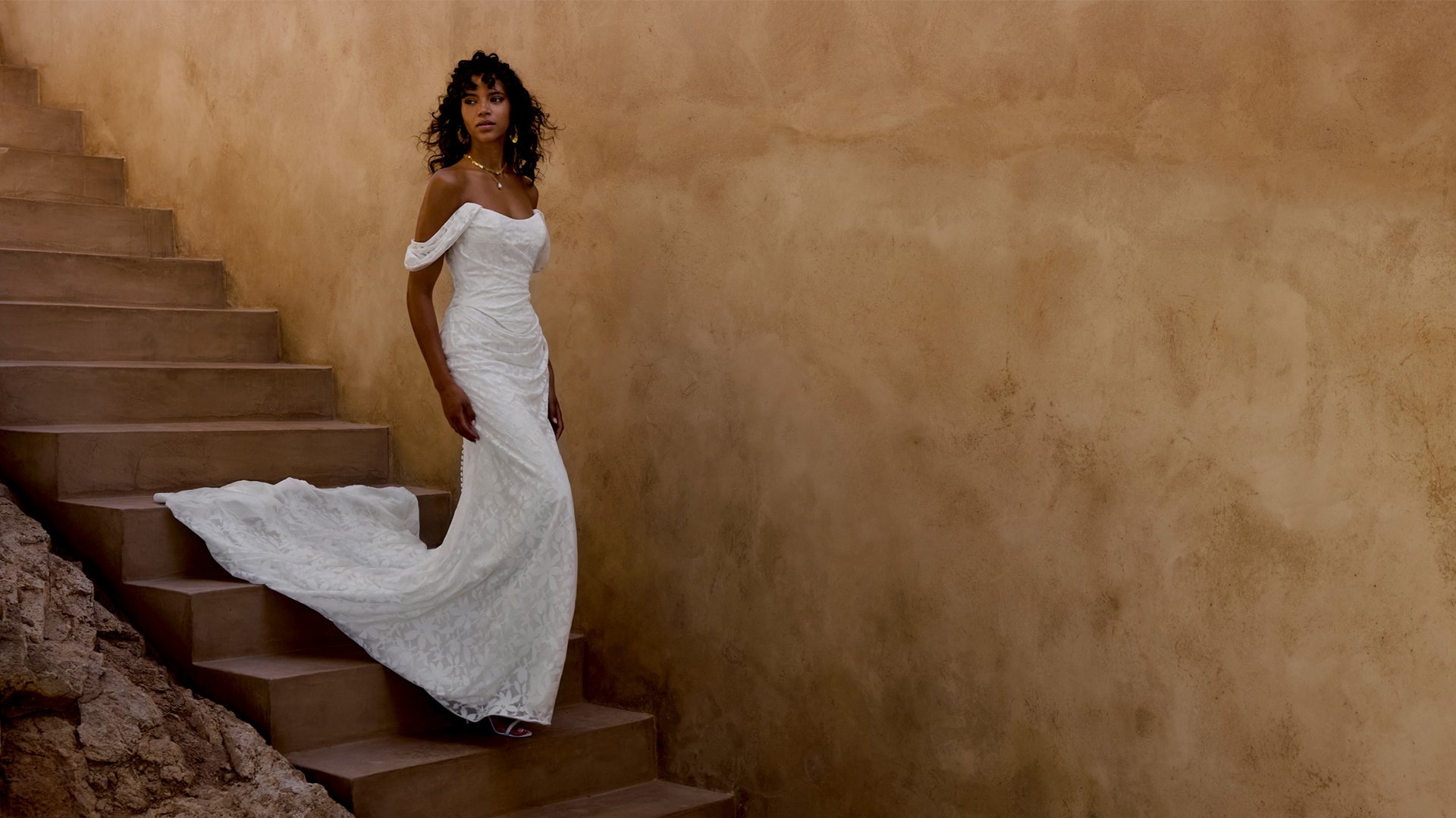 Lillian West Style 66442 Stretch Jacquard Fit and Flare Gown with Basque Waistline
