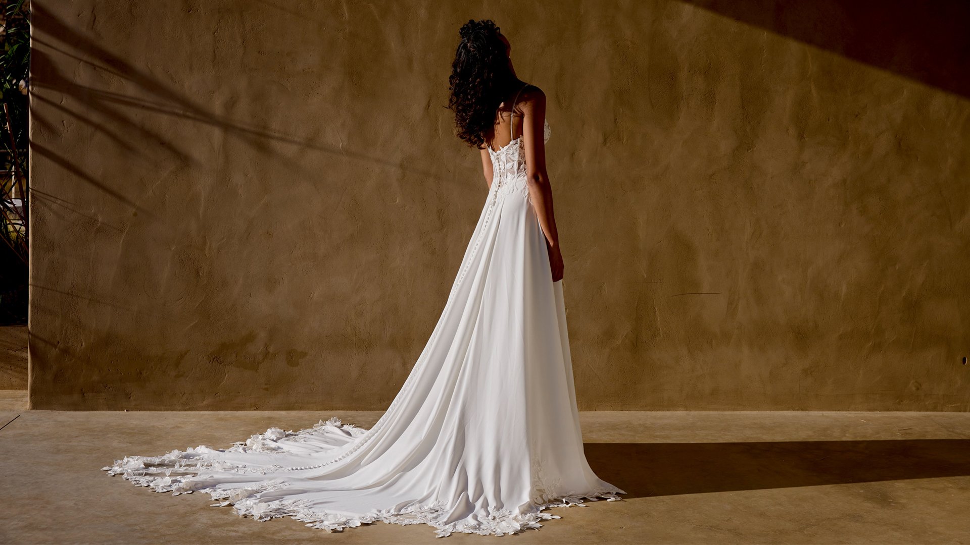 Lillian West Style 66446 Chiffon and Lace A-Line Gown with Sequined Lace Appliqués