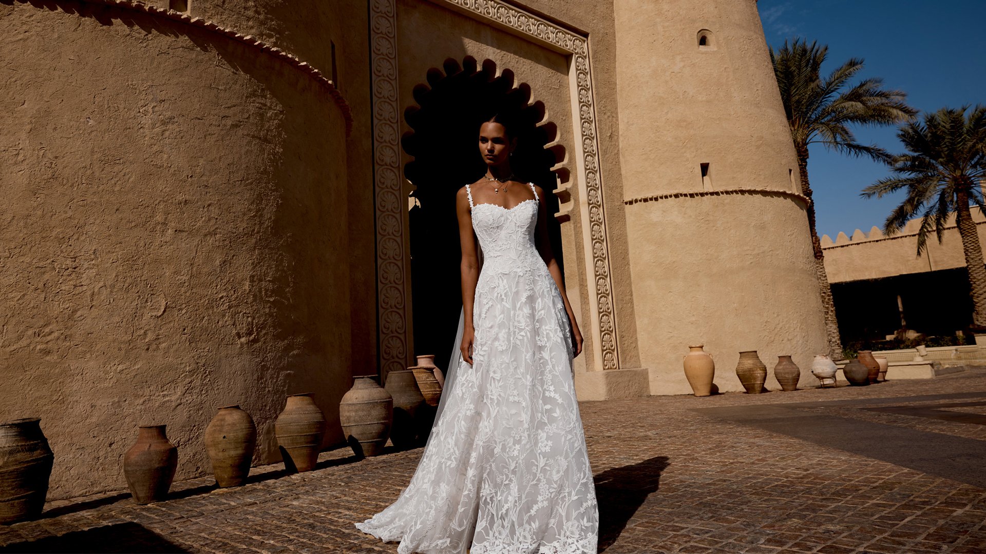 Lillian West Style 66491 Matte Lace A-Line Bridal Gown with Strapless Sweetheart Neckline