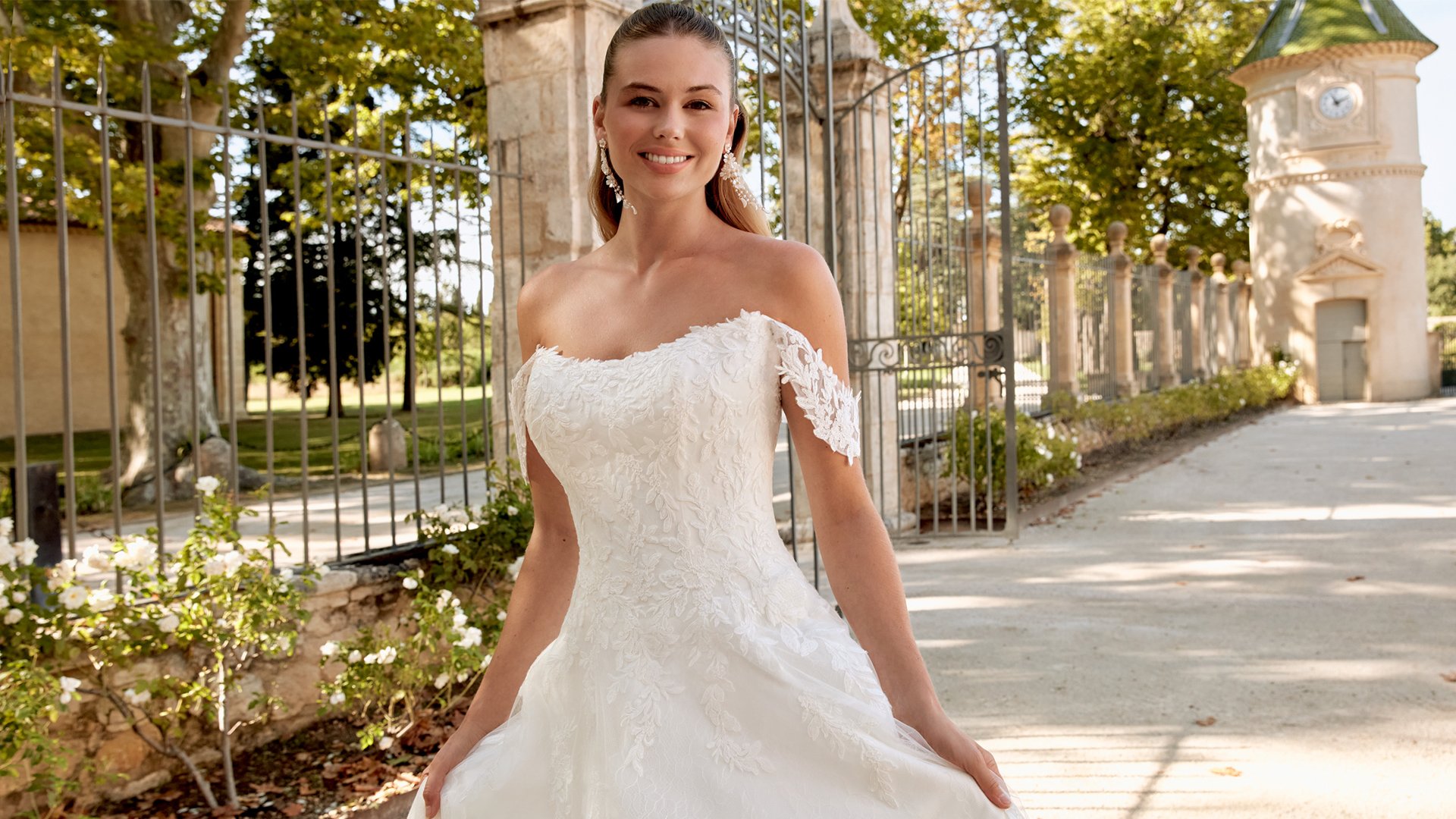 Sincerity Bridal Style 44587 Dropped Waist Strapless Tulle and Lace A-Line with Detachable Straps