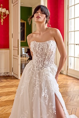 Adore by Justin Alexander Style 11446 Brielle Tulle A-Line with 3D Chiffon Floral Petals and Sequined Lace Appliqués