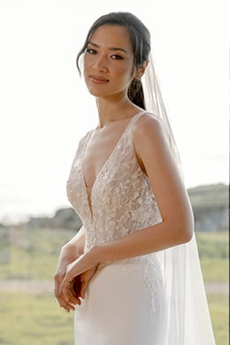 Adore by Justin Alexander Style 11423 Paloma Fit and Flare Gown with Beaded and Sequined Bodice and Deep V-Back Plunging V-Neck