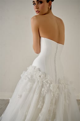 Justin Alexander Signature Style 99364 ASTRA Tulle A-Line Gown with Dropped Waistline and 3D Lace Appliqués