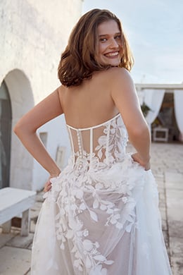 Lillian West Style 66398 Tulle A-Line Gown with Plunging Strapless Sweetheart Neckline
