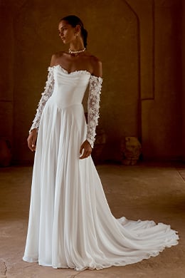 Lillian West Style 66478 A-Line Gown with Sweetheart Strapless Neckline with Peek-A-Boo Lace Detail and Basque Waist