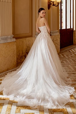 Sincerity Bridal Style 44620 Cat Eye A-Line Bridal with Illusion Bodice Adorned with Sequined Lace Appliqués
