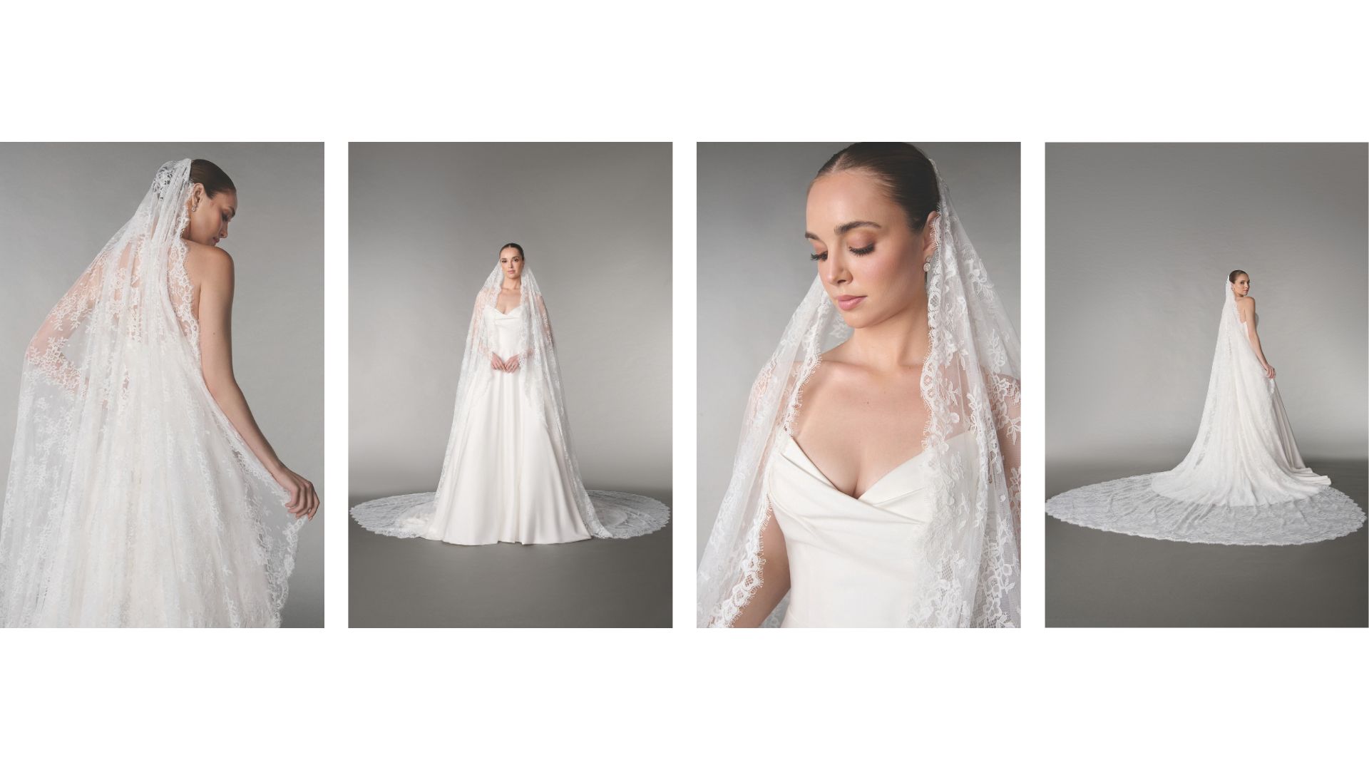 Thanks & Goodluck Style TG1094L120 Cathedral Length Veil with Lace Appliqu&eacute;s and Tonal Sequins