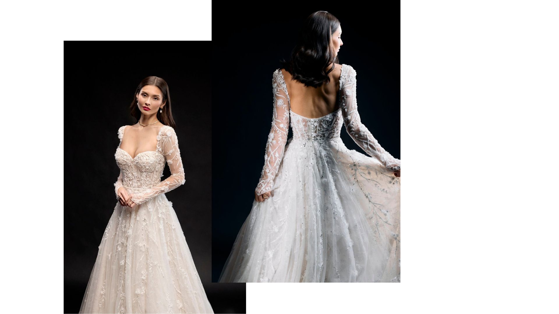 Justin Alexander Signature Style 99340 TWYLA Allover Sparkle Ball Gown with Long Illusion Sleeves