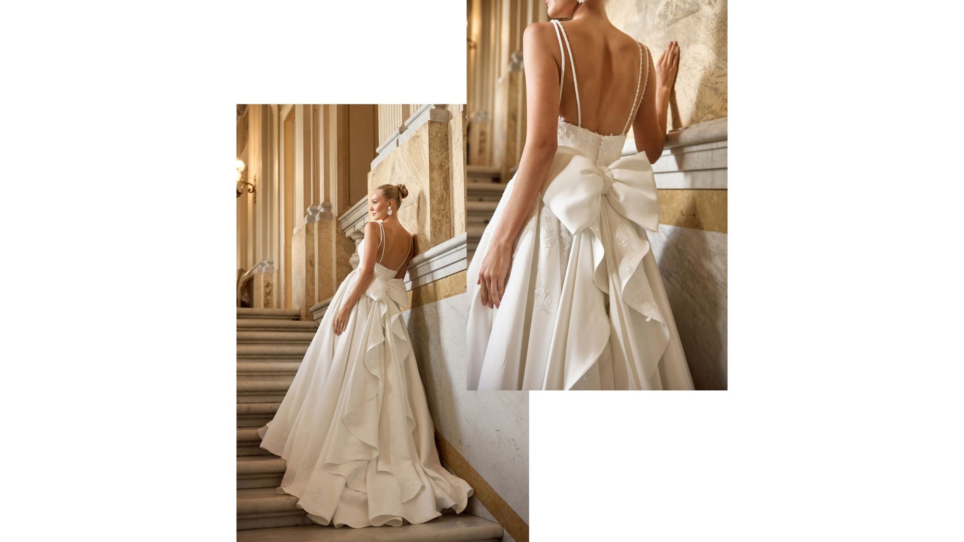 Sincerity Bridal Style 44613 Satin Ball Gown with Plunging Bikini Neckline and Floral Lace Appliqu&eacute;s