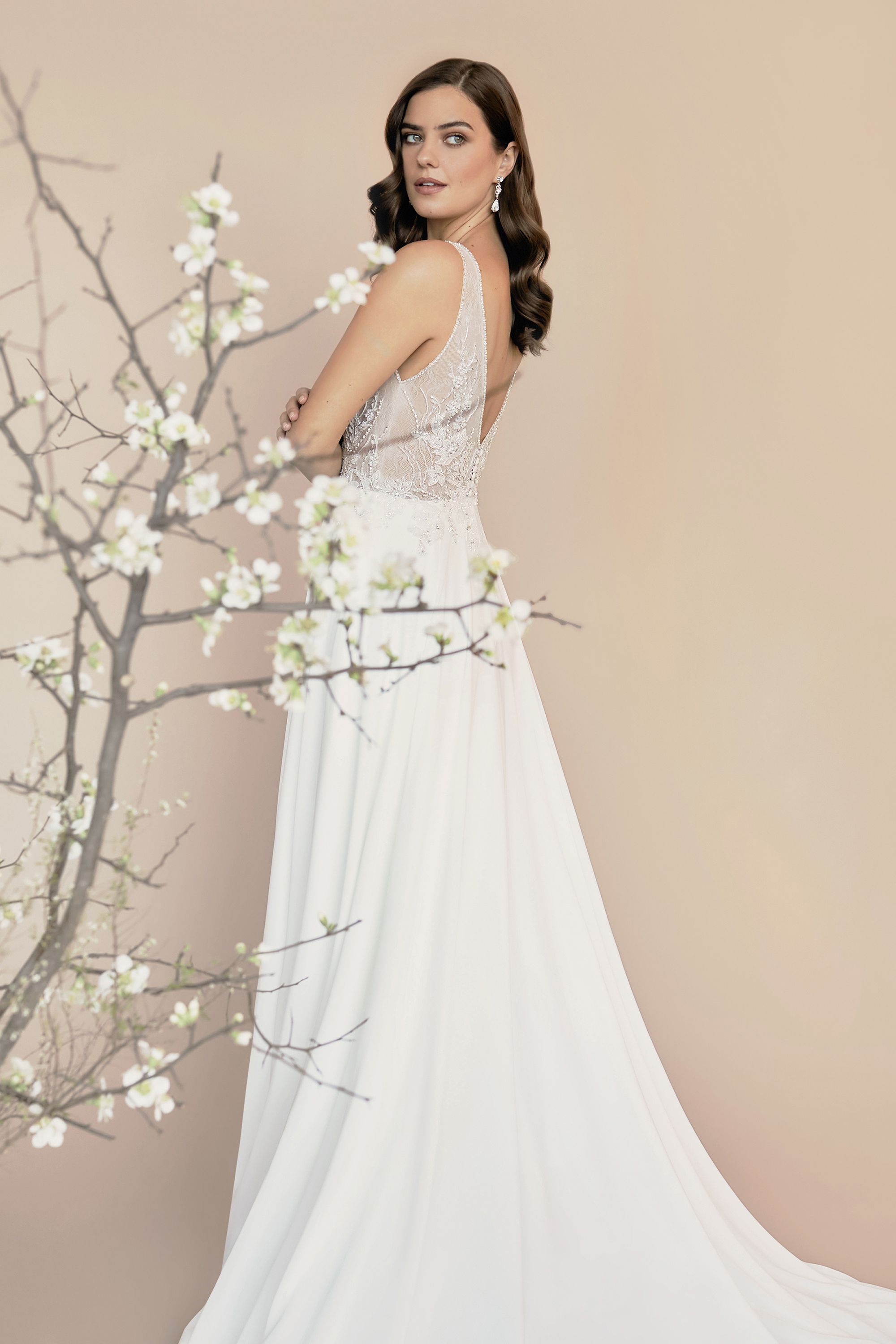 Justin Alexander Style 88232 Demi Beaded A-Line Dress with Luxe Chiffon Skirt