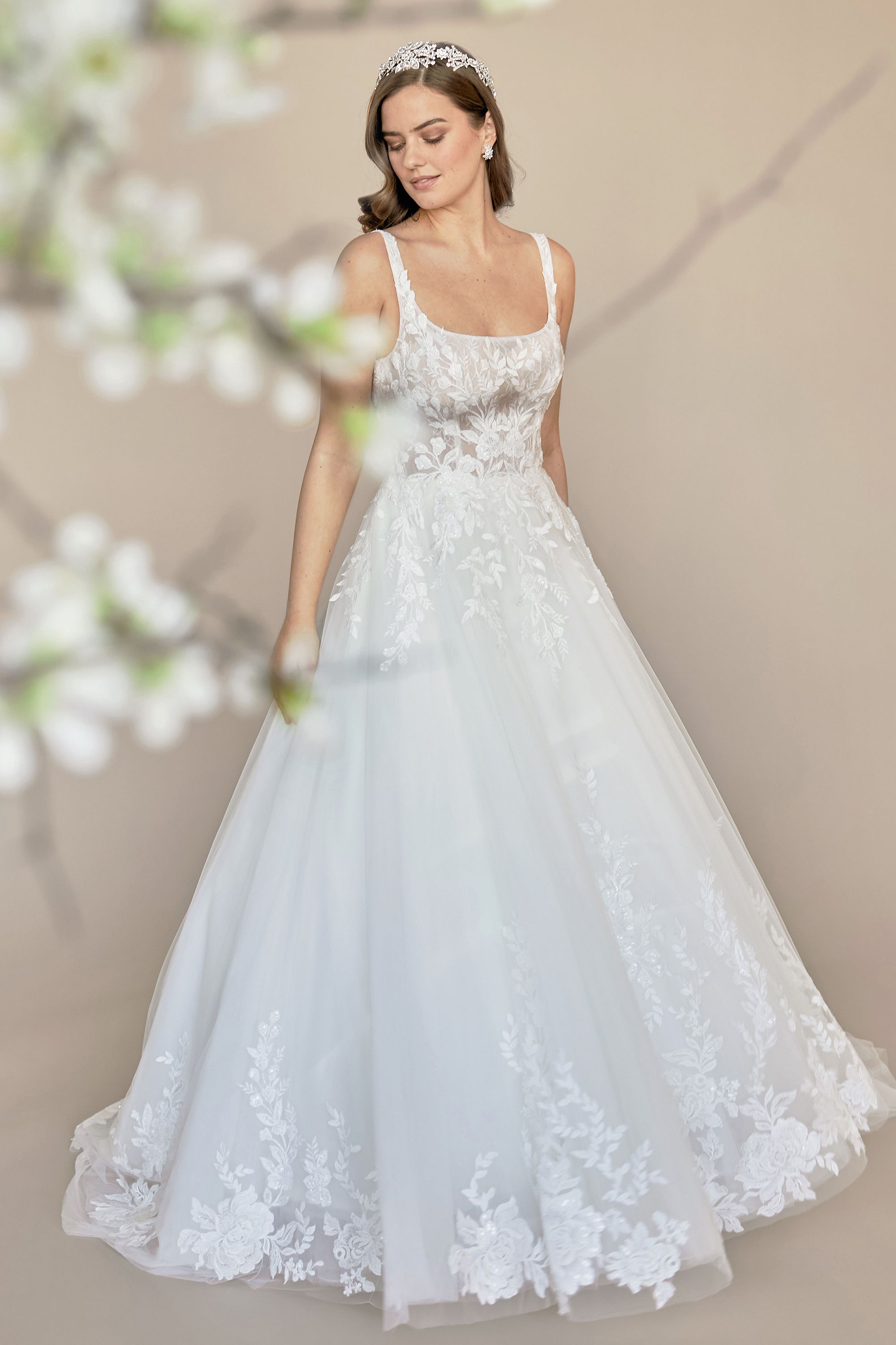 Justin Alexander Style 88244 Dreama Square Neck Tulle Ball Gown with Beaded Appliqués