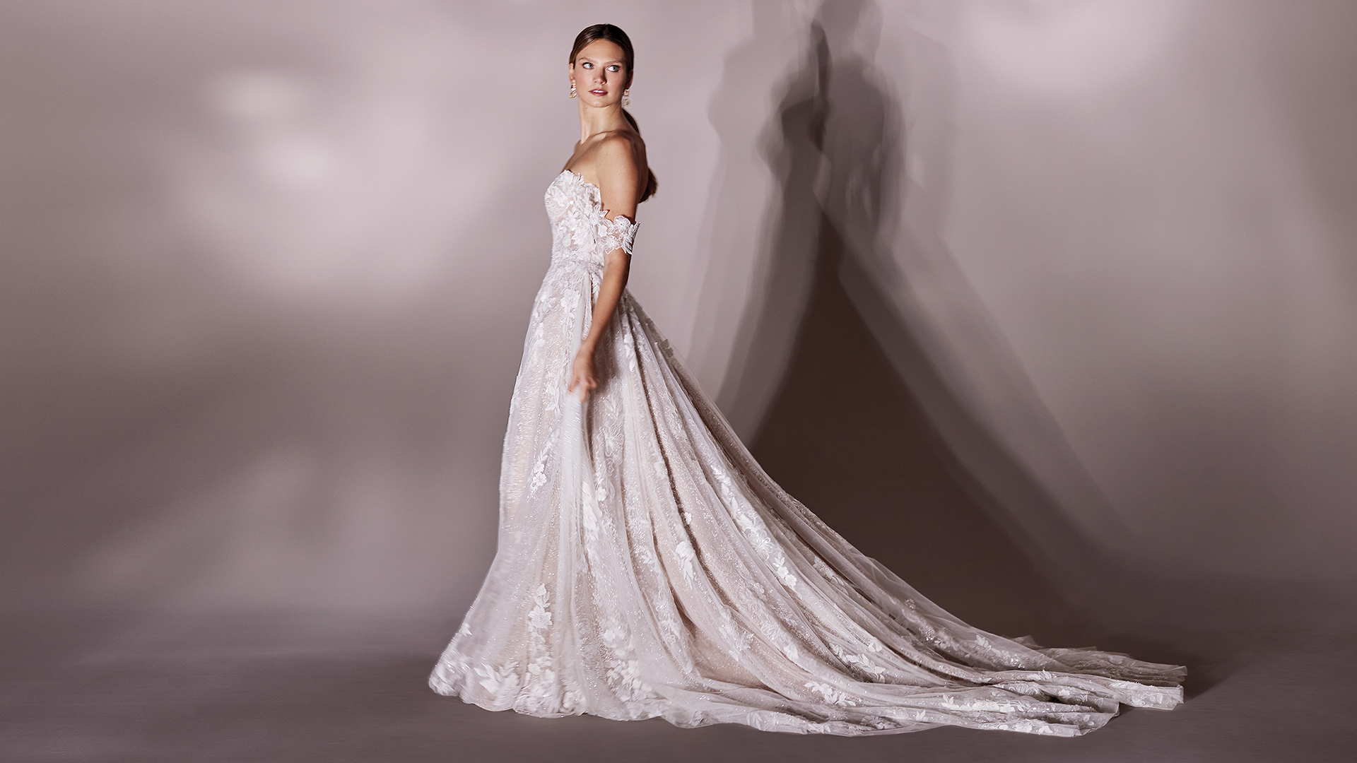Justin Alexander Signature Style 99283 Utopia Off the Shoulder A-Line Wedding Gown with Lace Appliqués