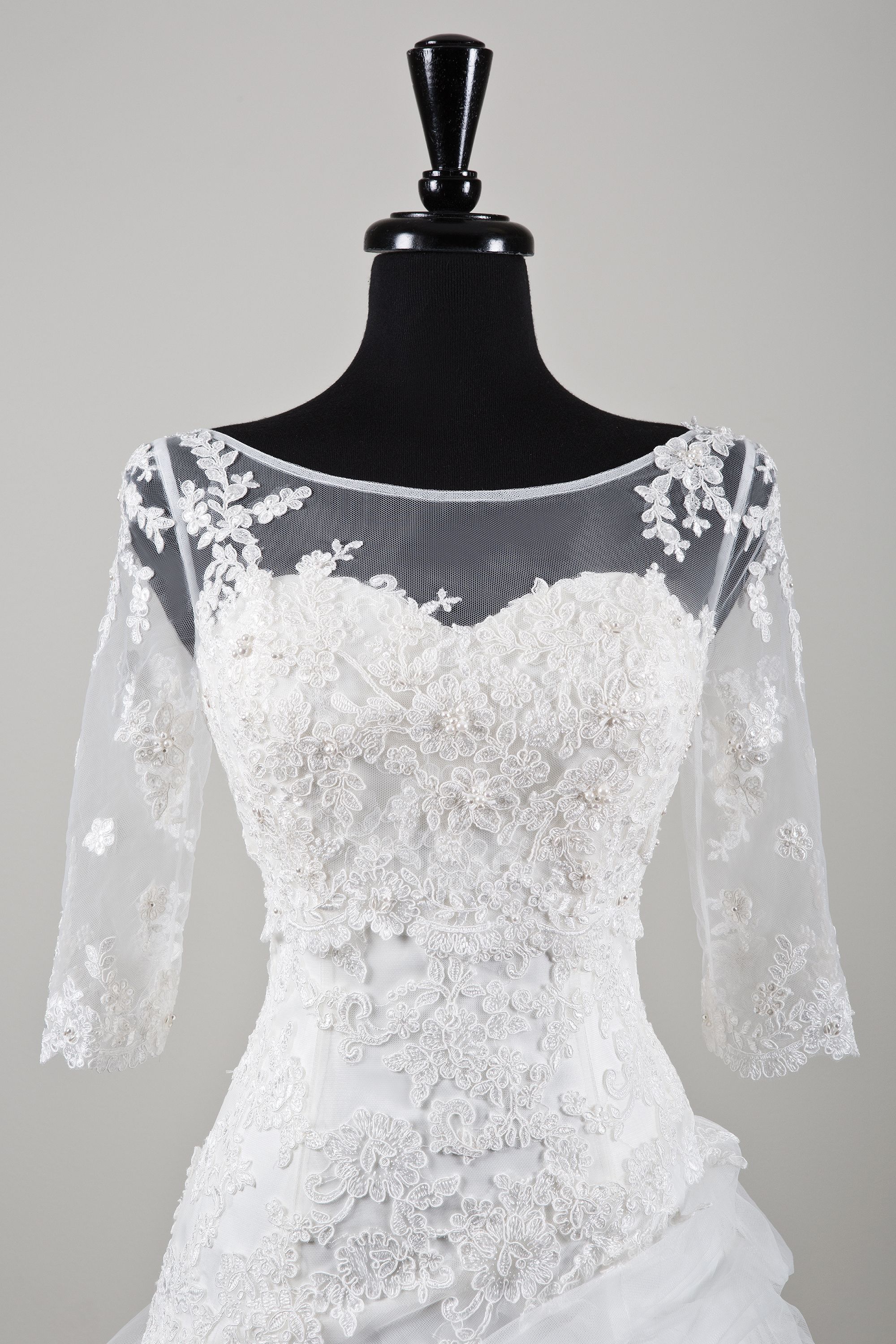 Style A070 Beaded Alencon Lace and Tulle Jacket