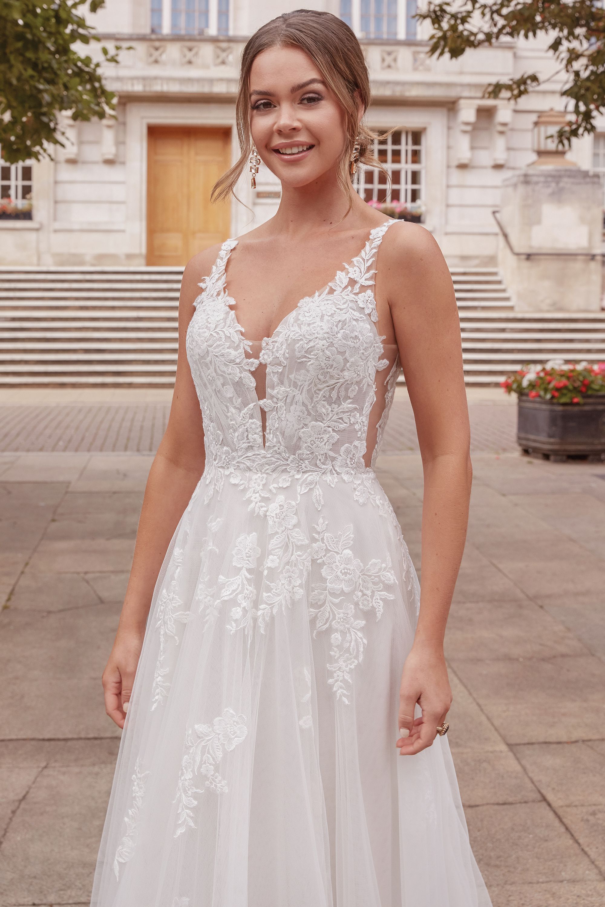 Adore by Justin Alexander Style 11247 Marchella English Net A-Line Wedding Dress with Self-Tie Bow Detail