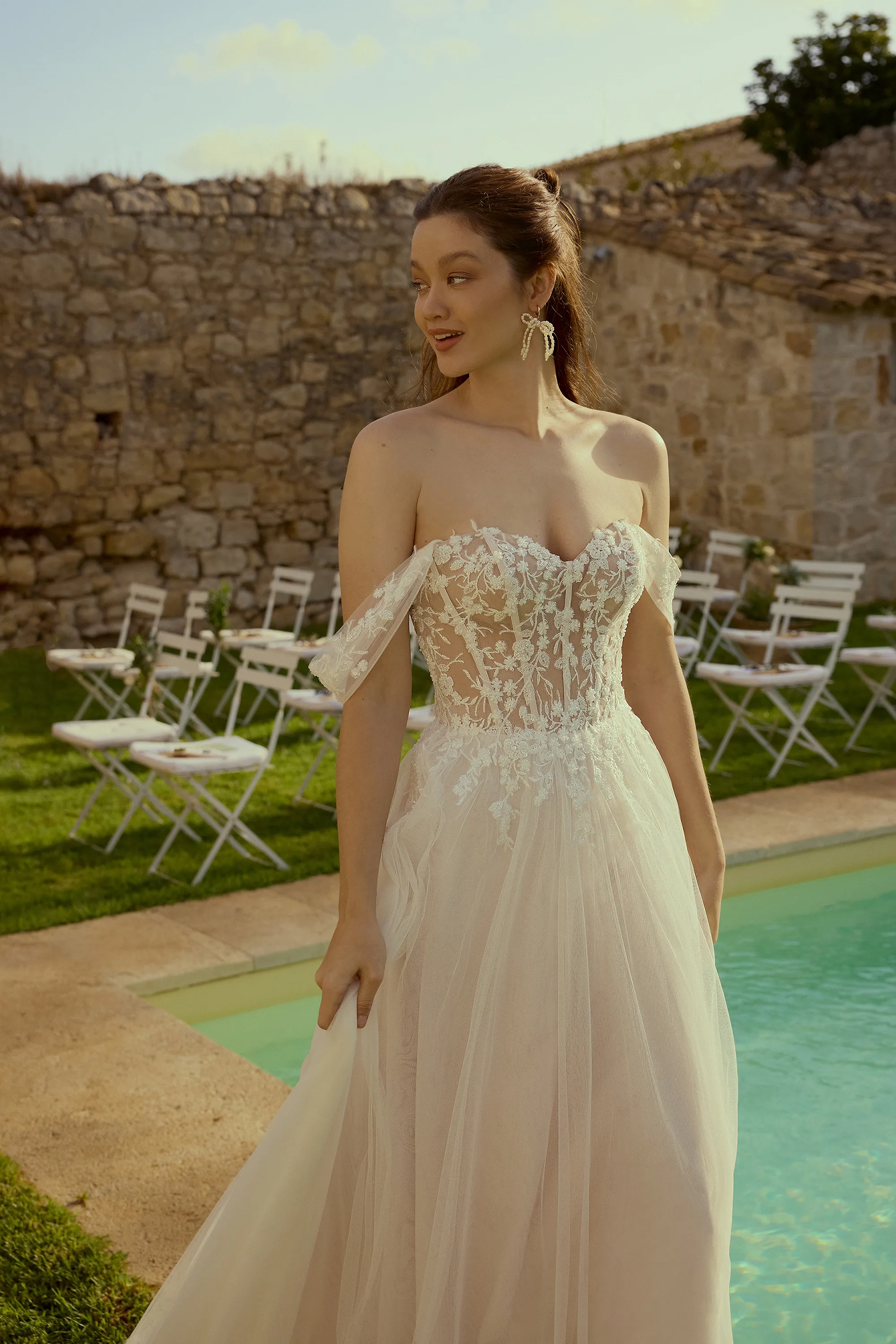 Andrea: Sparkle Tulle A-Line Dress with Beaded Spaghetti