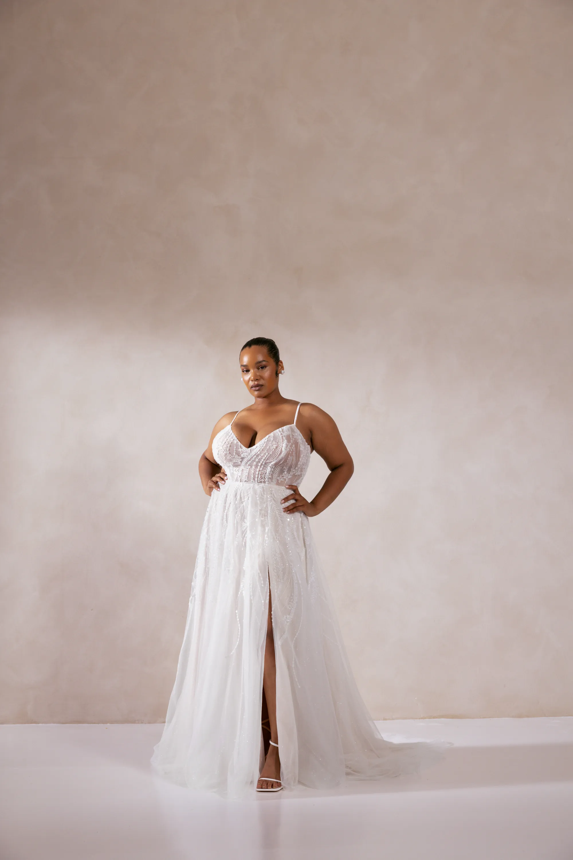 Oralee: Sparkle Tulle A-Line Dress with Beaded Bodice
