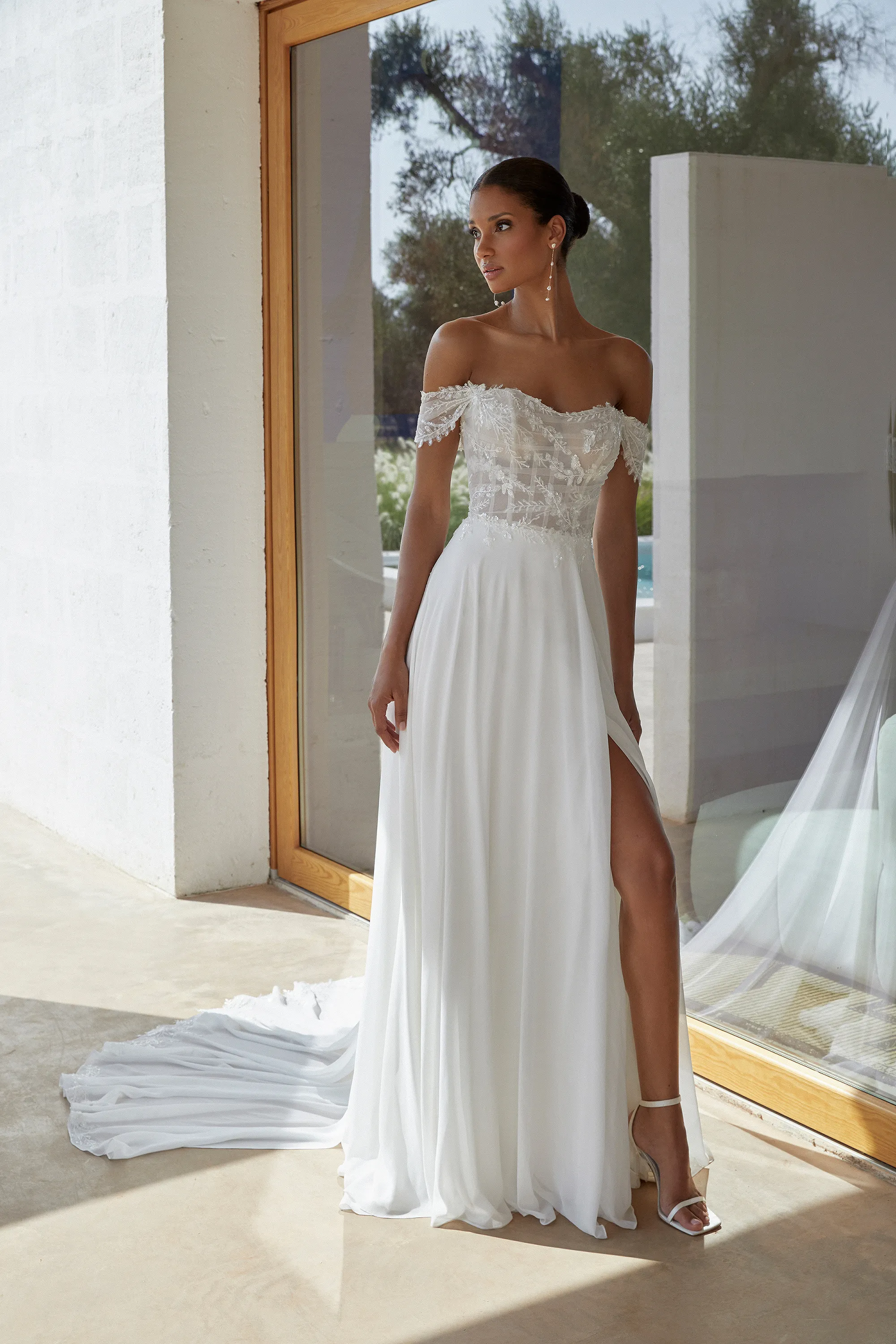 Alessia PS: Chiffon A-Line Plus Size Wedding Dress with Cotton