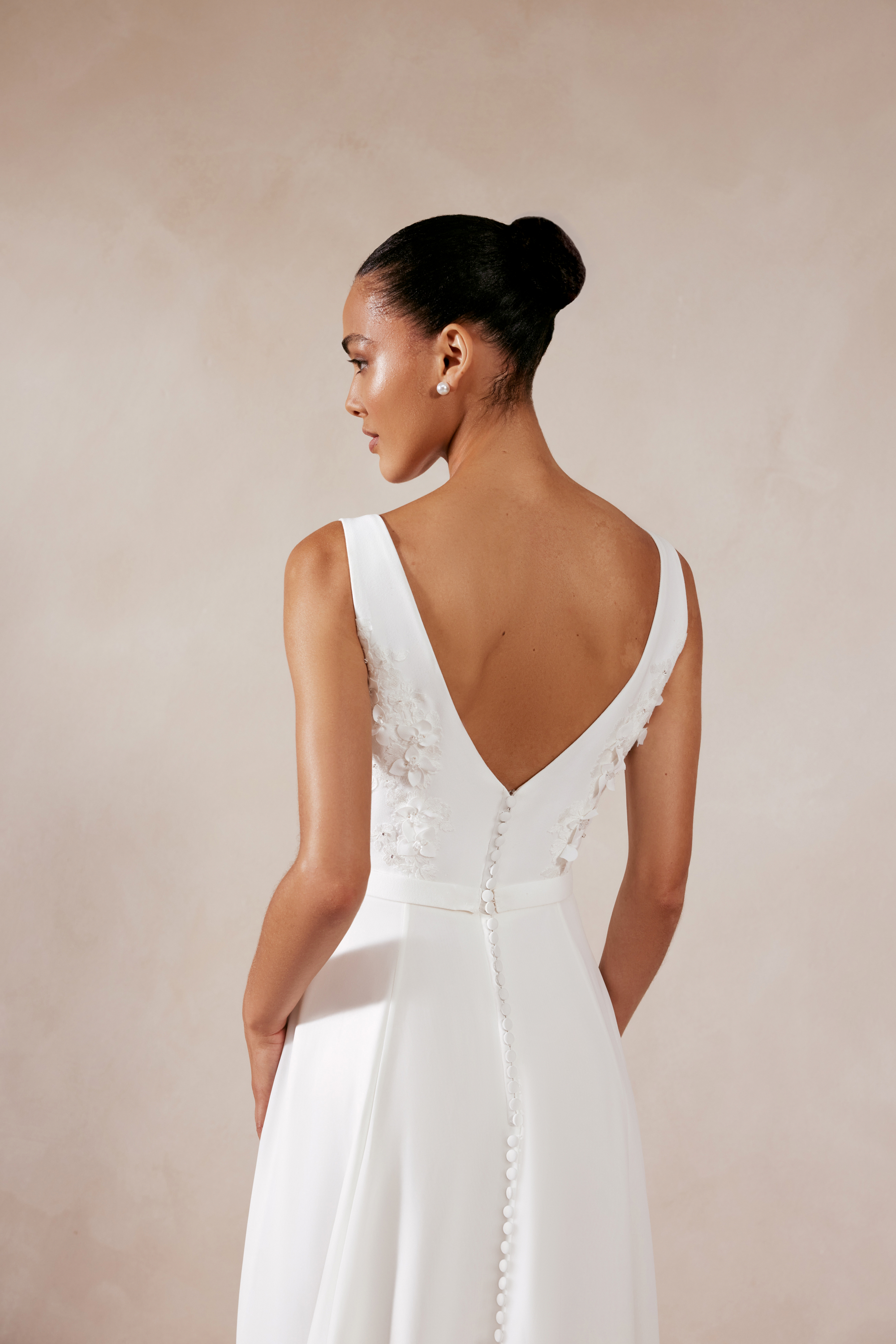 Adore by Justin Alexander Style 11376 Zariza Chiffon A-Line Gown with Plunging V-Neck and Embroidered Lace Bodice