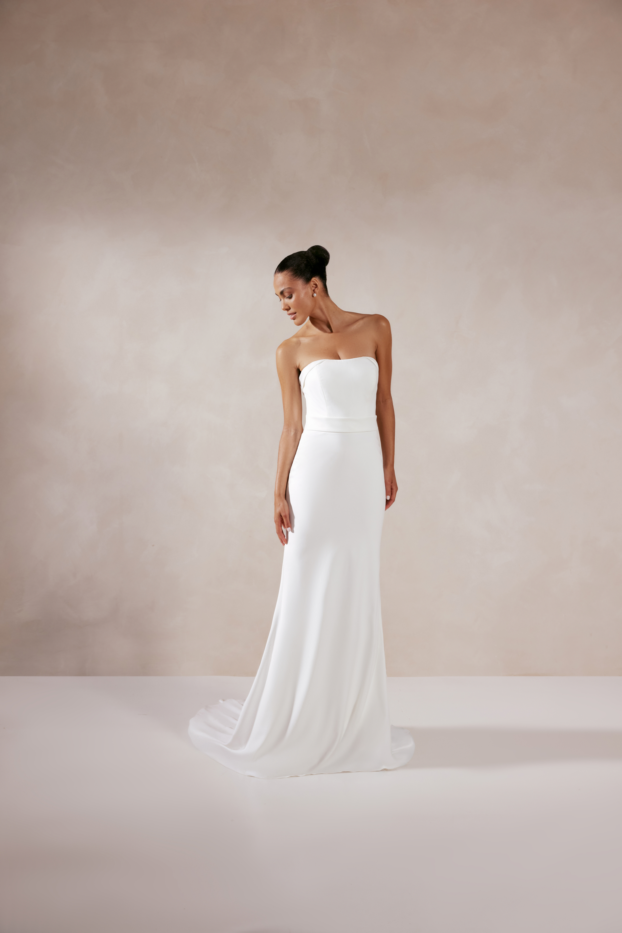 Adore by Justin Alexander Style 11377 Lucy Crepe Fit and Flare Gown with Keyhole Back and Bow Details