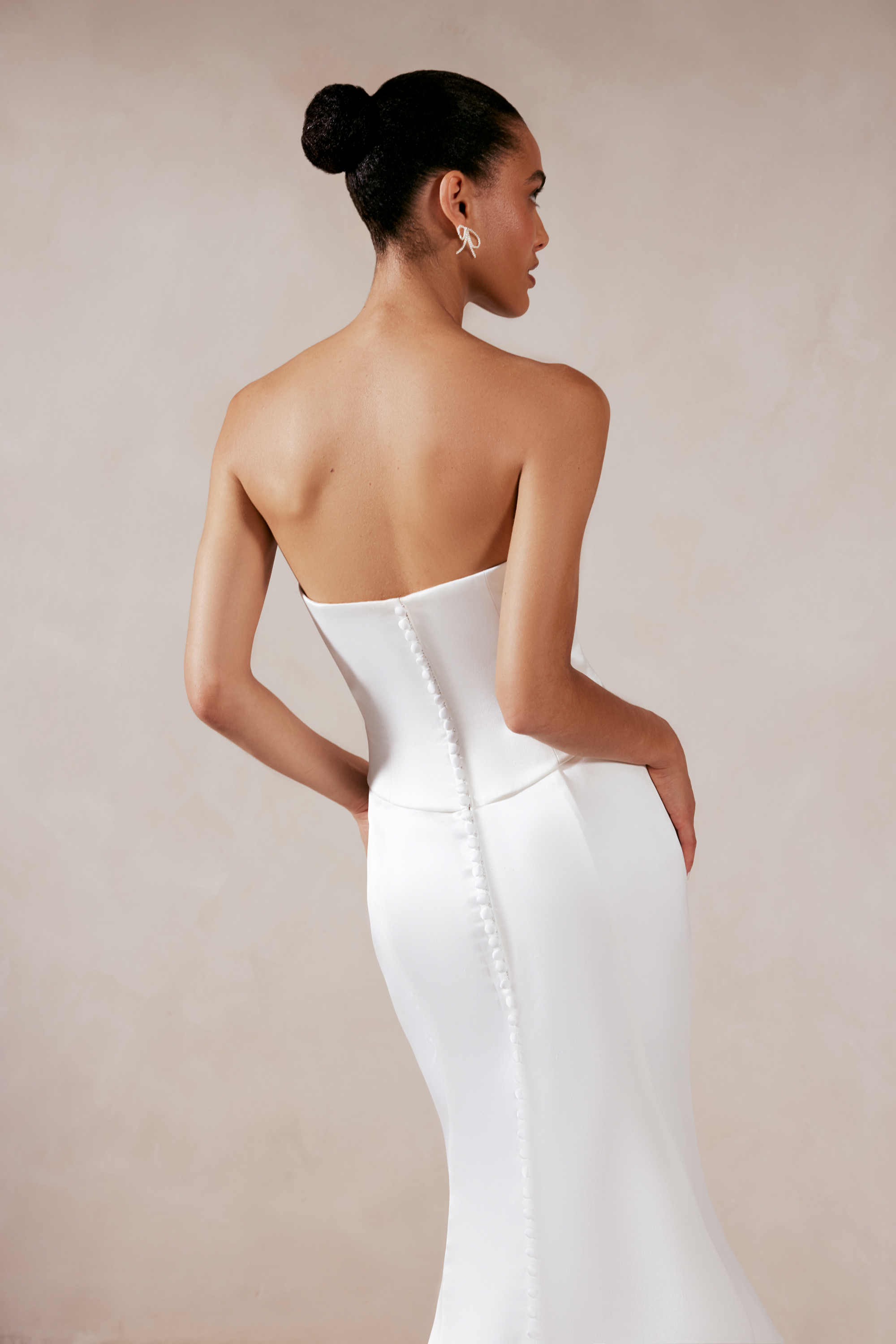 Adore by Justin Alexander Style 11381 Sunny Stretch Satin Fit and Flare Faux Two-Piece with Basque Waistline
