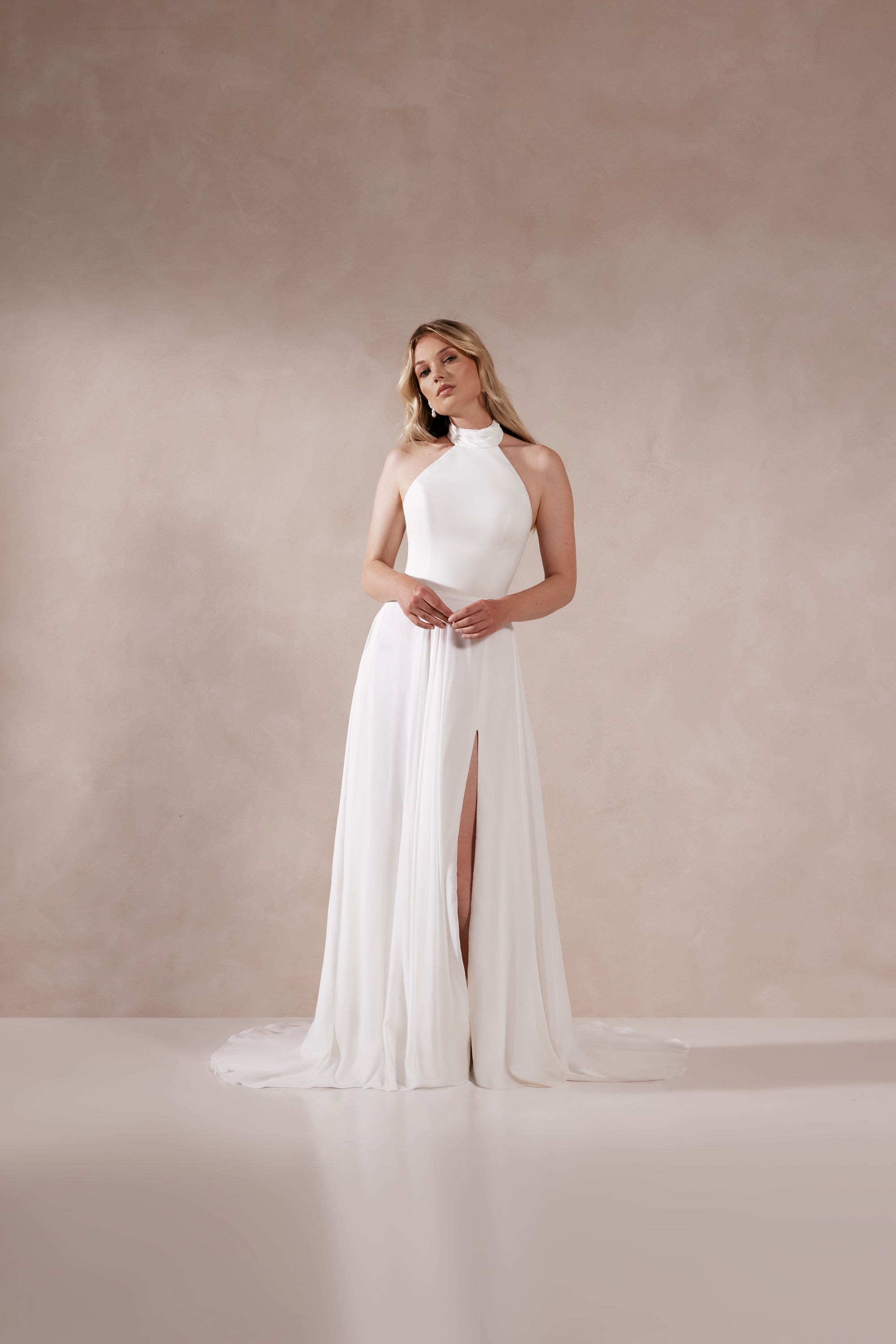 Adore by Justin Alexander Style 11382 Uma A-Line Chiffon Gown with Halter Neckline and Open Back