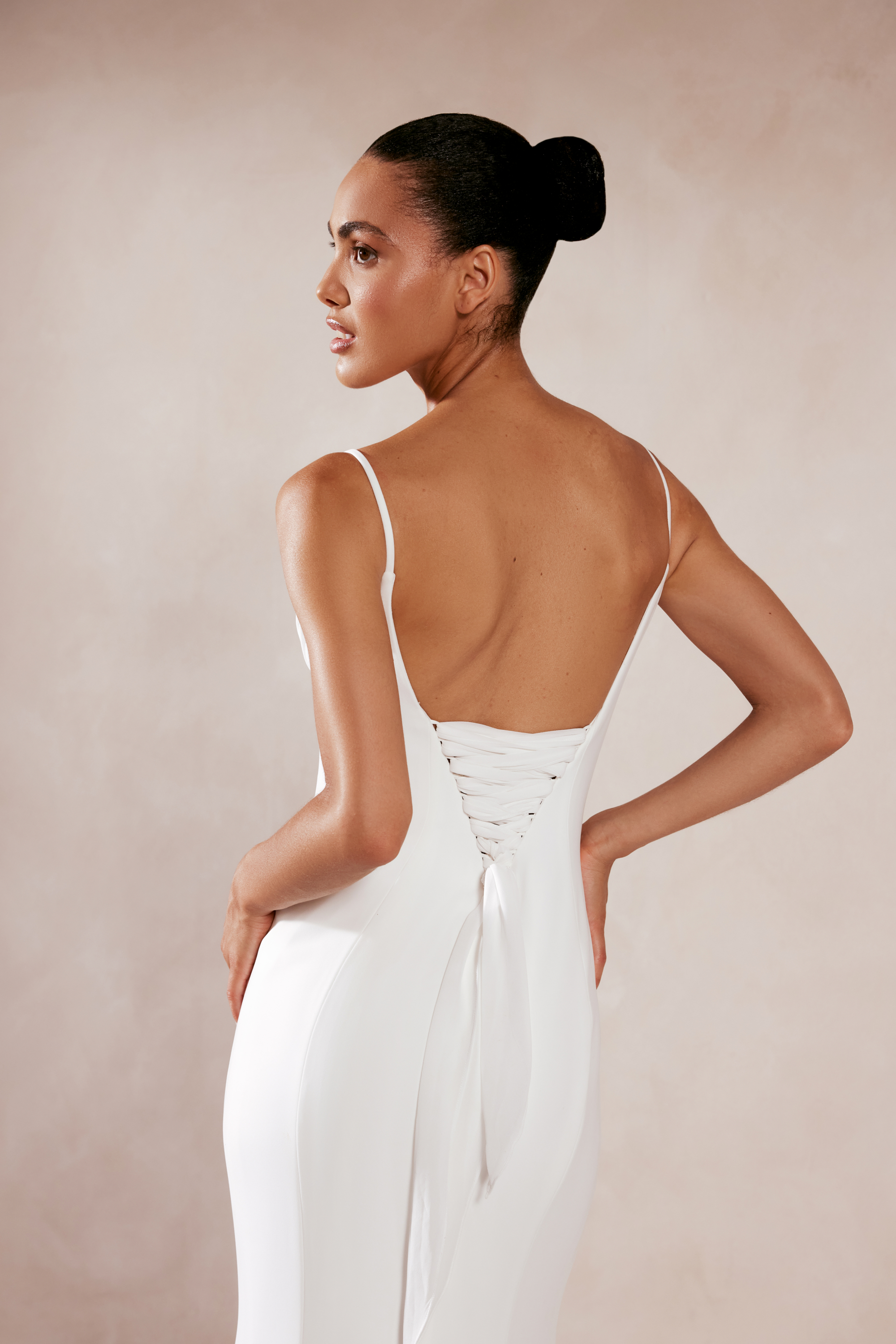Adore by Justin Alexander Style 11387 Shiloh Stretch Crepe Fit and Flare Wedding Gown with Lace-Up Corset Back