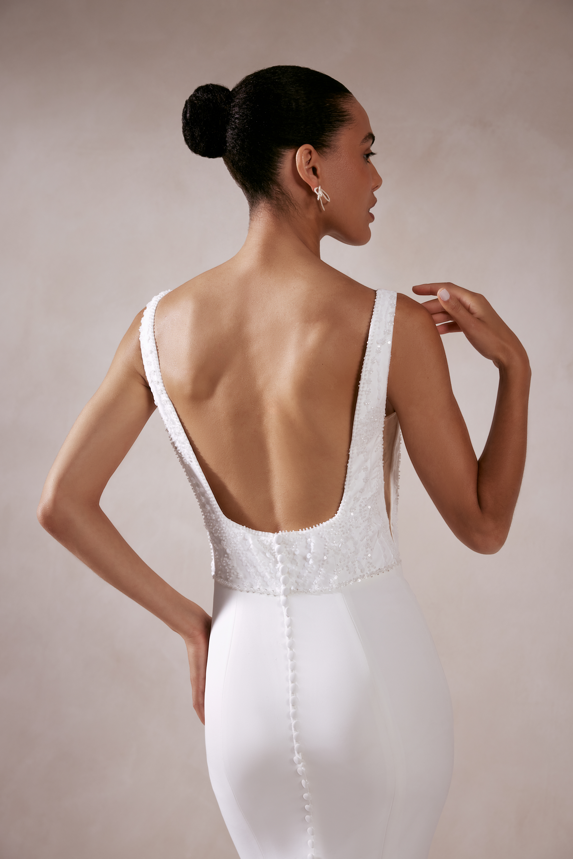 Adore by Justin Alexander Style 11391 Sade Stretch Crepe Fit and Flare Gown with Sparkling Bodice
