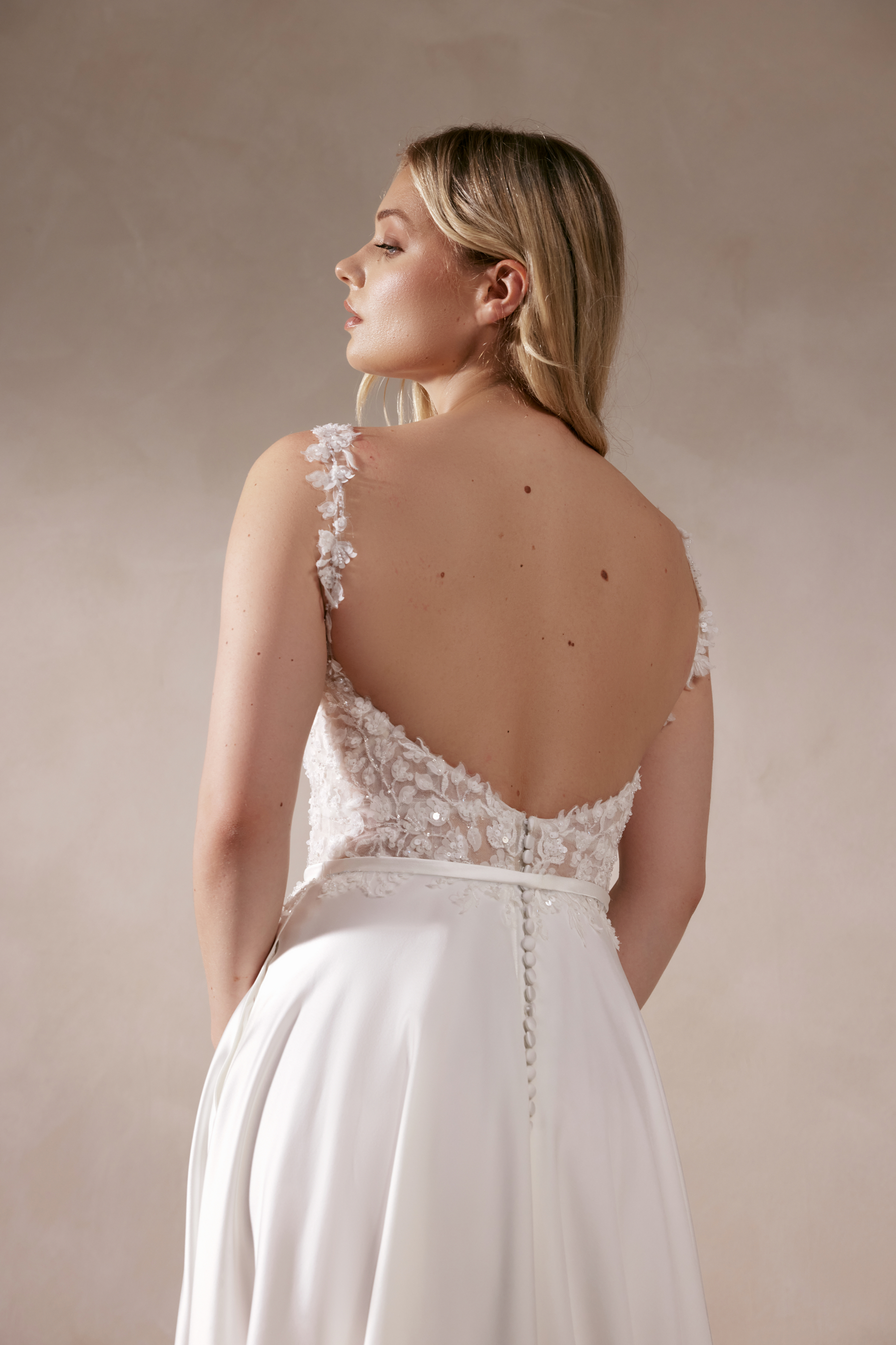 Adore by Justin Alexander Style 11393 Eila Sparkling A-Line Gown with Plunging Sweetheart Bodice and Satin Skirt