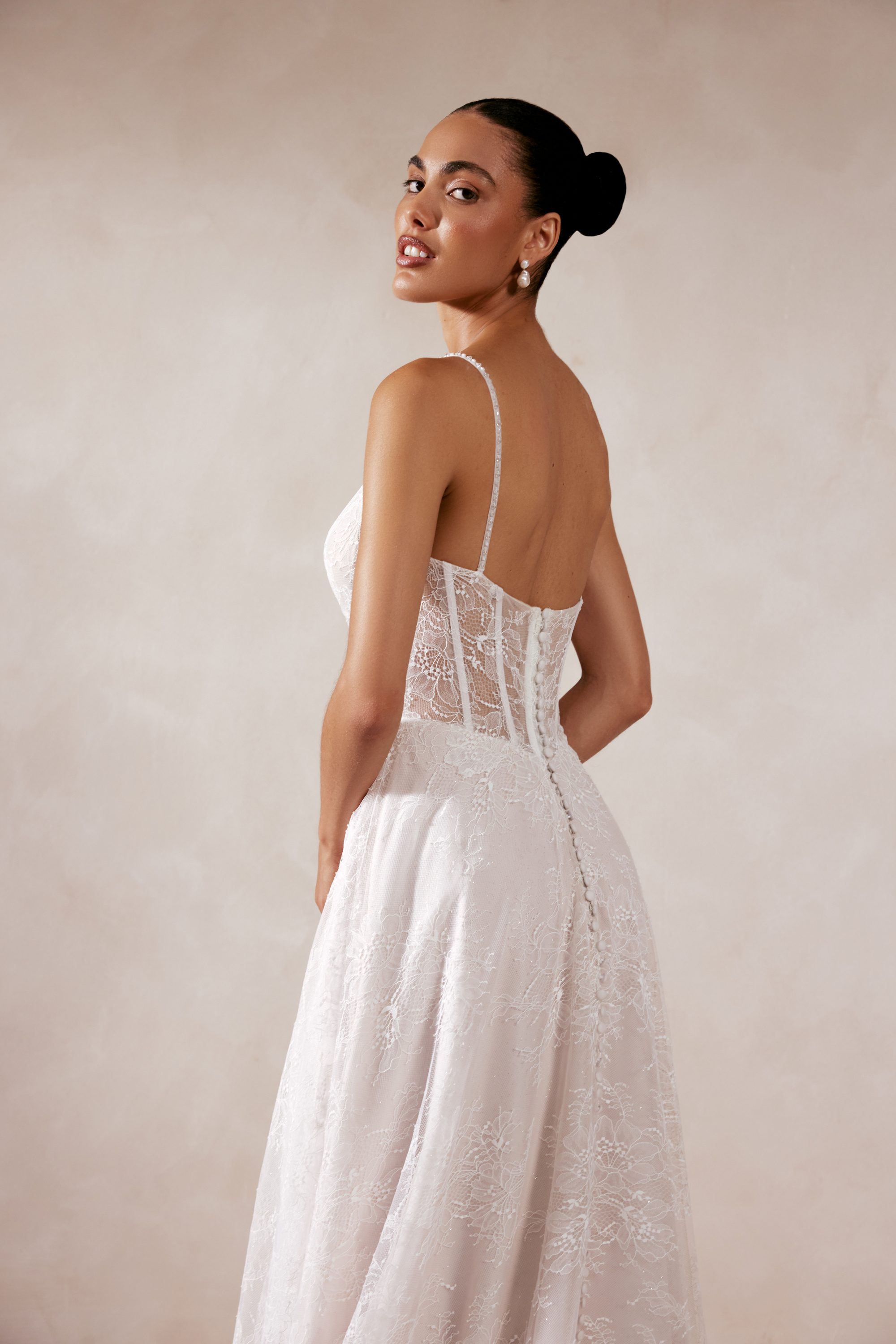 Adore by Justin Alexander Style 11398 Zia Allover Chantilly Lace A-Line Wedding Gown with Bikini Neckline