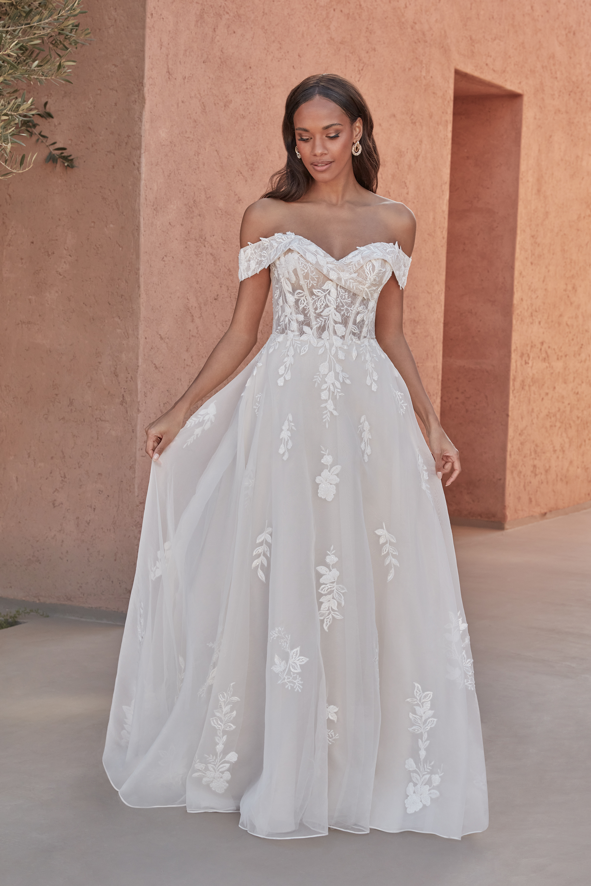 Nalda: Cuffed Off-the-Shoulder Organza A-Line Dress | Adore by