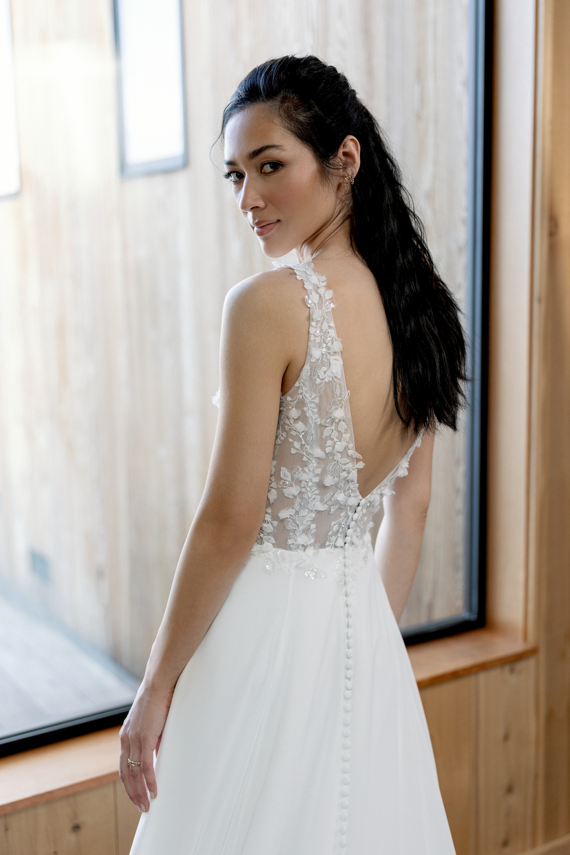 Adore by Justin Alexander Style 11416 Meadow A-Line Gown with Beaded & Sequined Lace V-Neckline Bodice and Chiffon Skirt