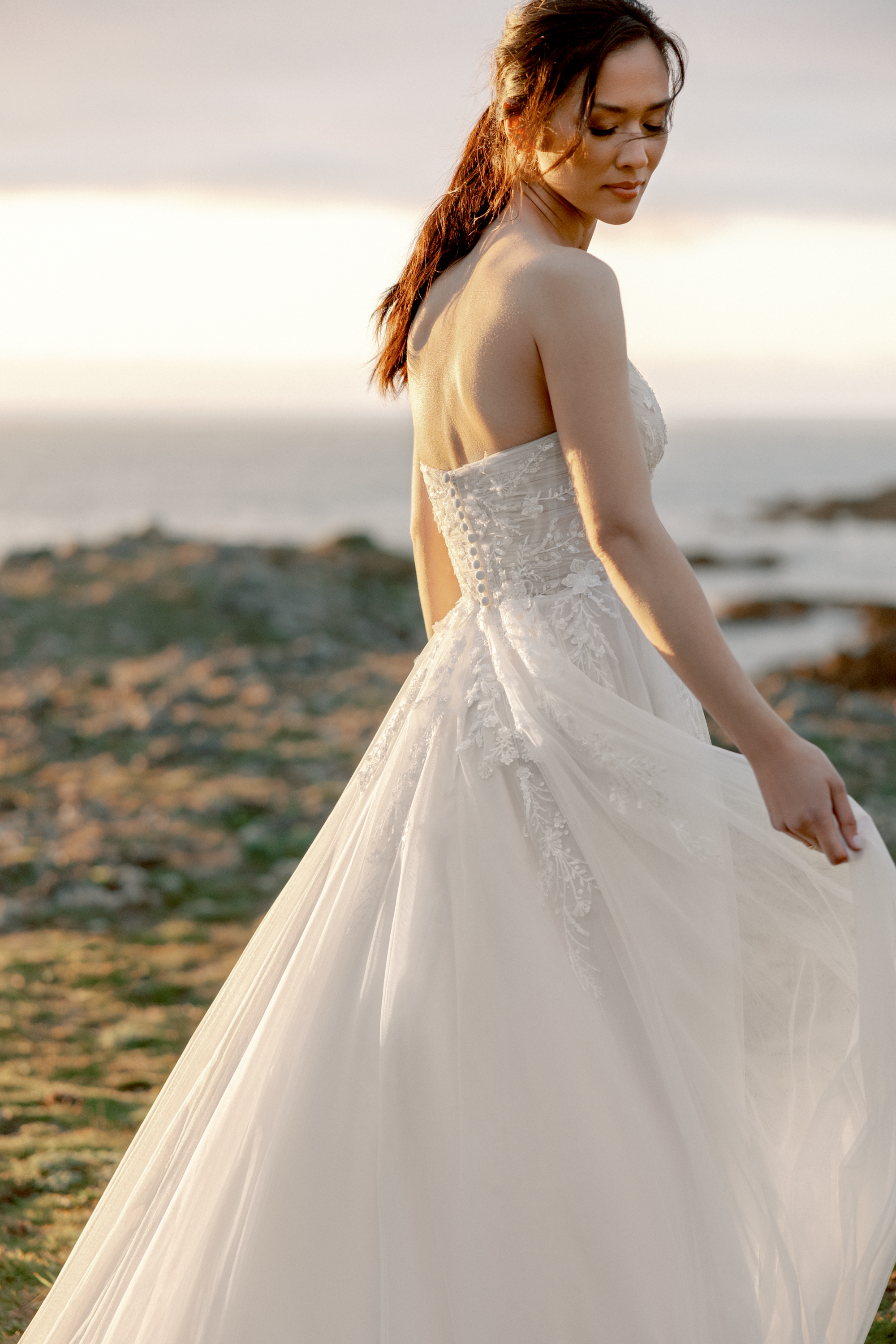 Adore by Justin Alexander Style 11424 Salome Sparkling Tulle A-Line Gown with Pointed Sweetheart Neckline and Slit