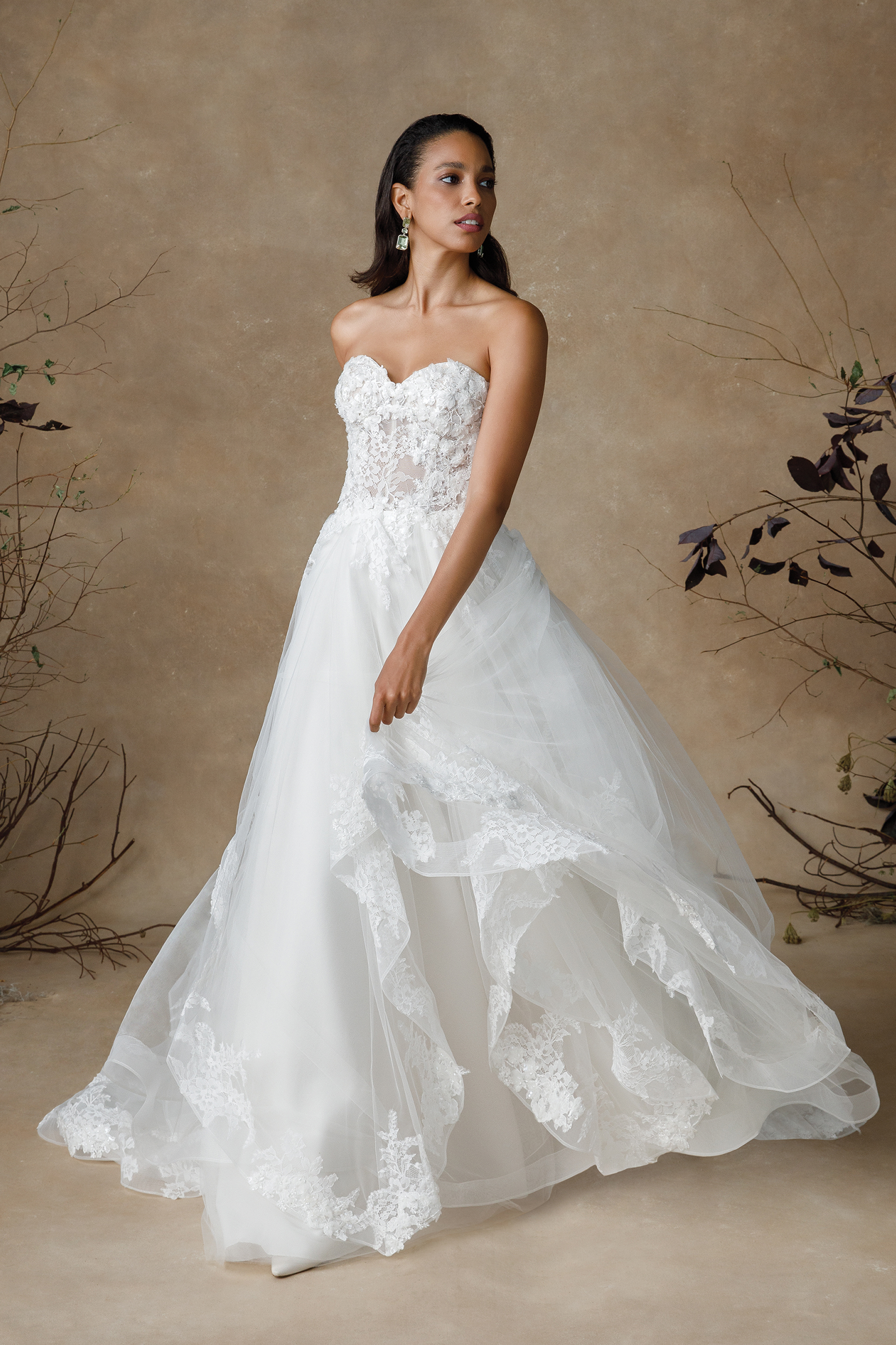 Gillian: Strapless Ruffle Skirt Wedding Dress with Sweetheart