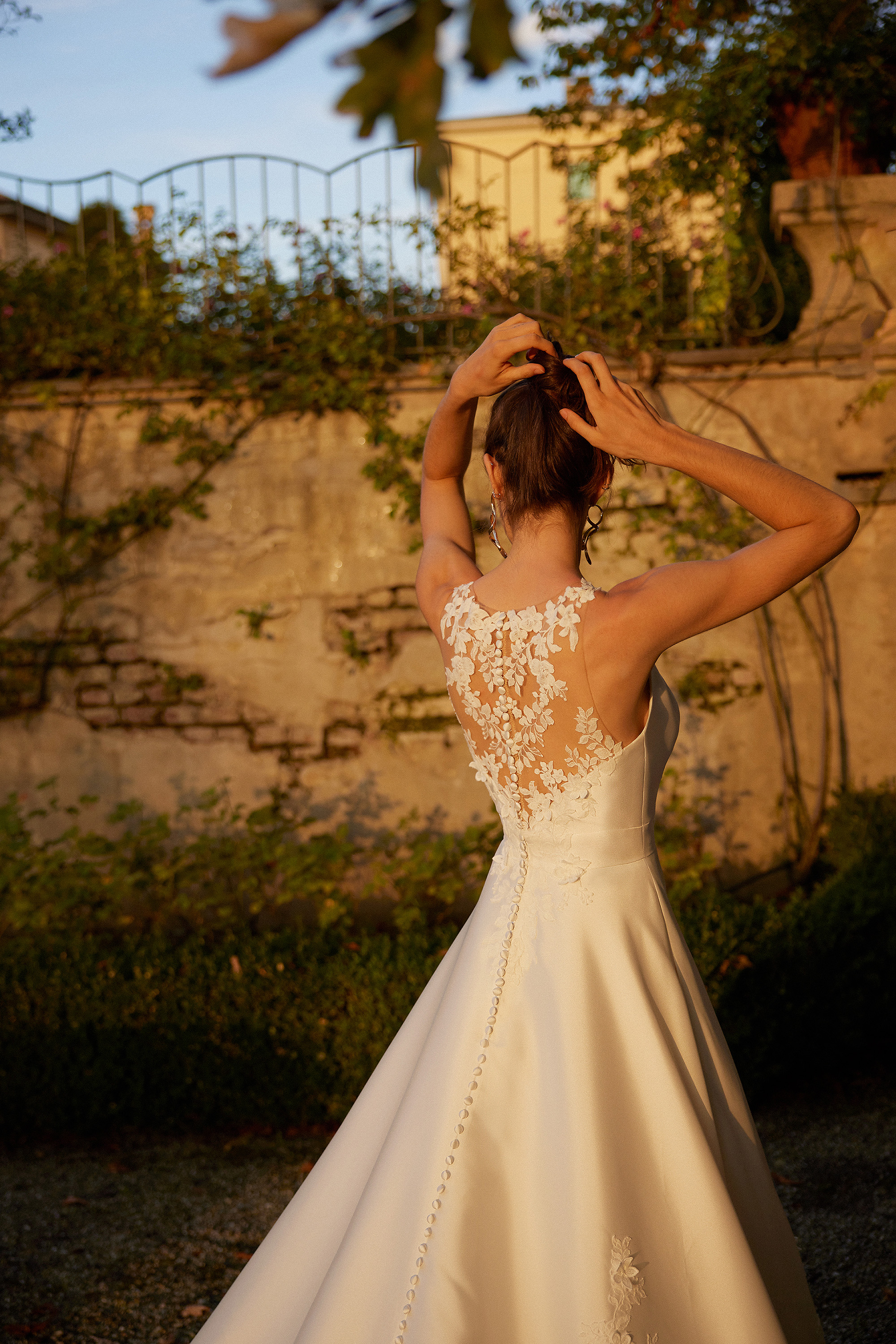 Justin Alexander Style 88386 Idonia Mikado A-Line Wedding Dress with Plunging V-Neckline and Illusion Back