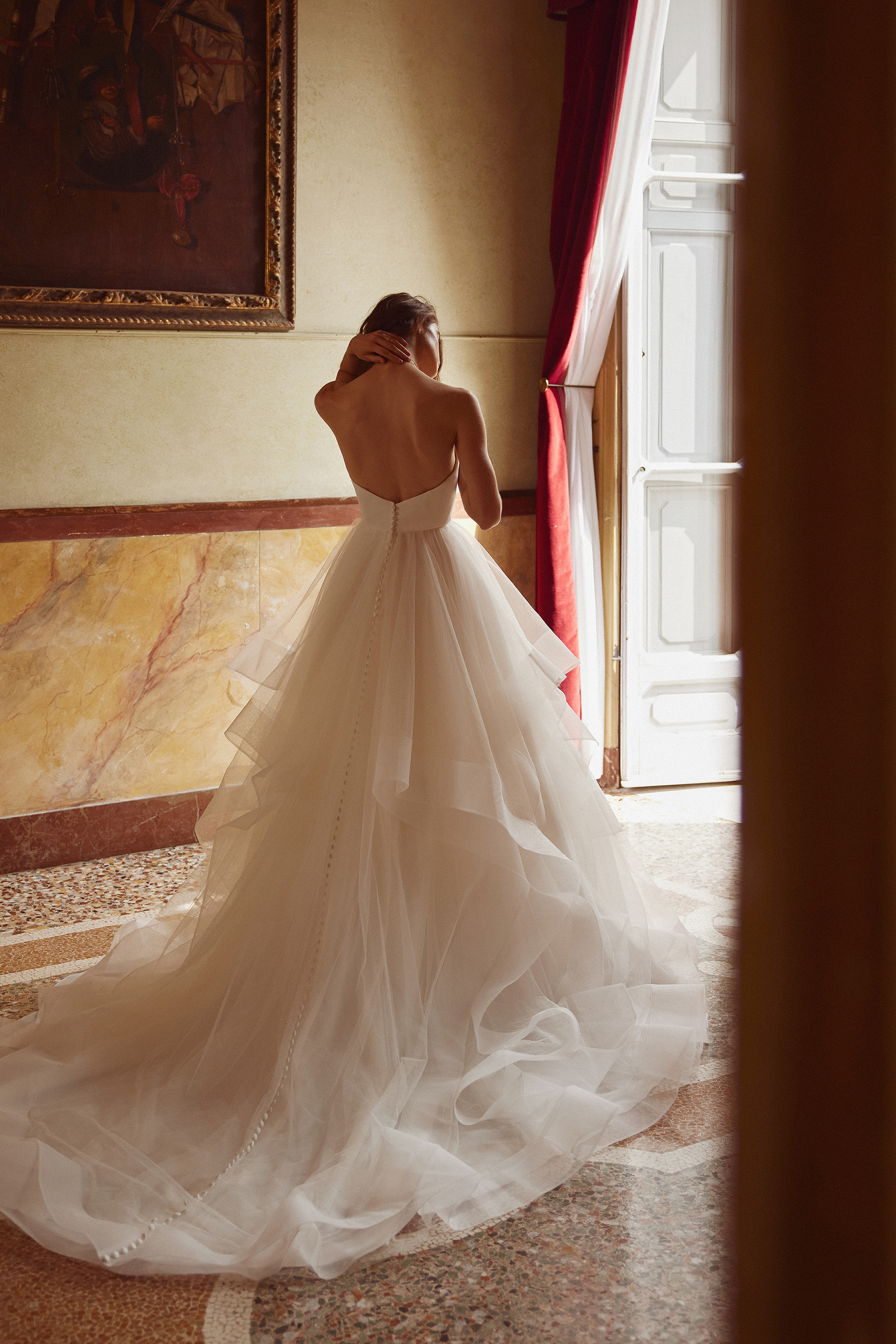 Justin Alexander Style 88388 Infinity Tulle Ruffle Skirt with Strapless Satin Bodice