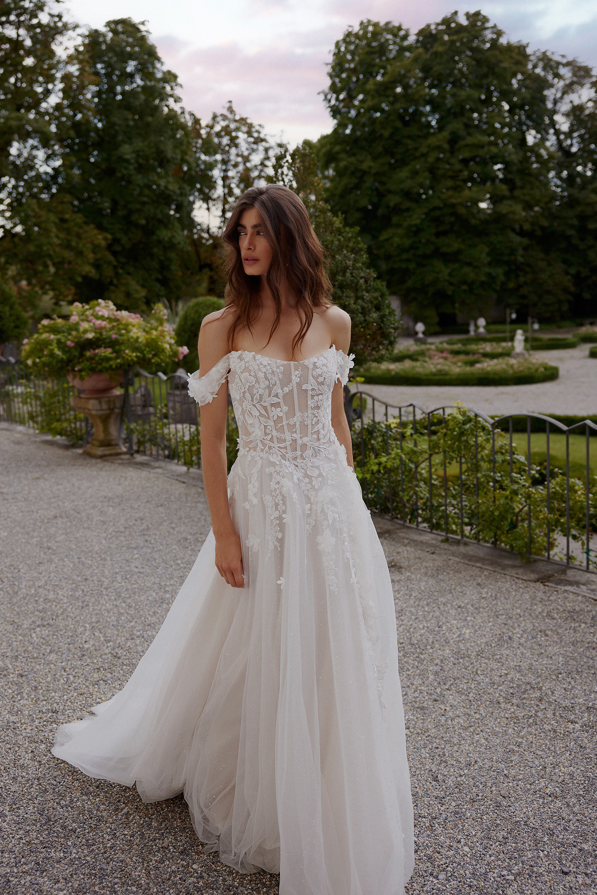 Justin Alexander Style 88395 Idalina Tulle A-Line Wedding Dress with Sheer Bodice and Exposed Boning