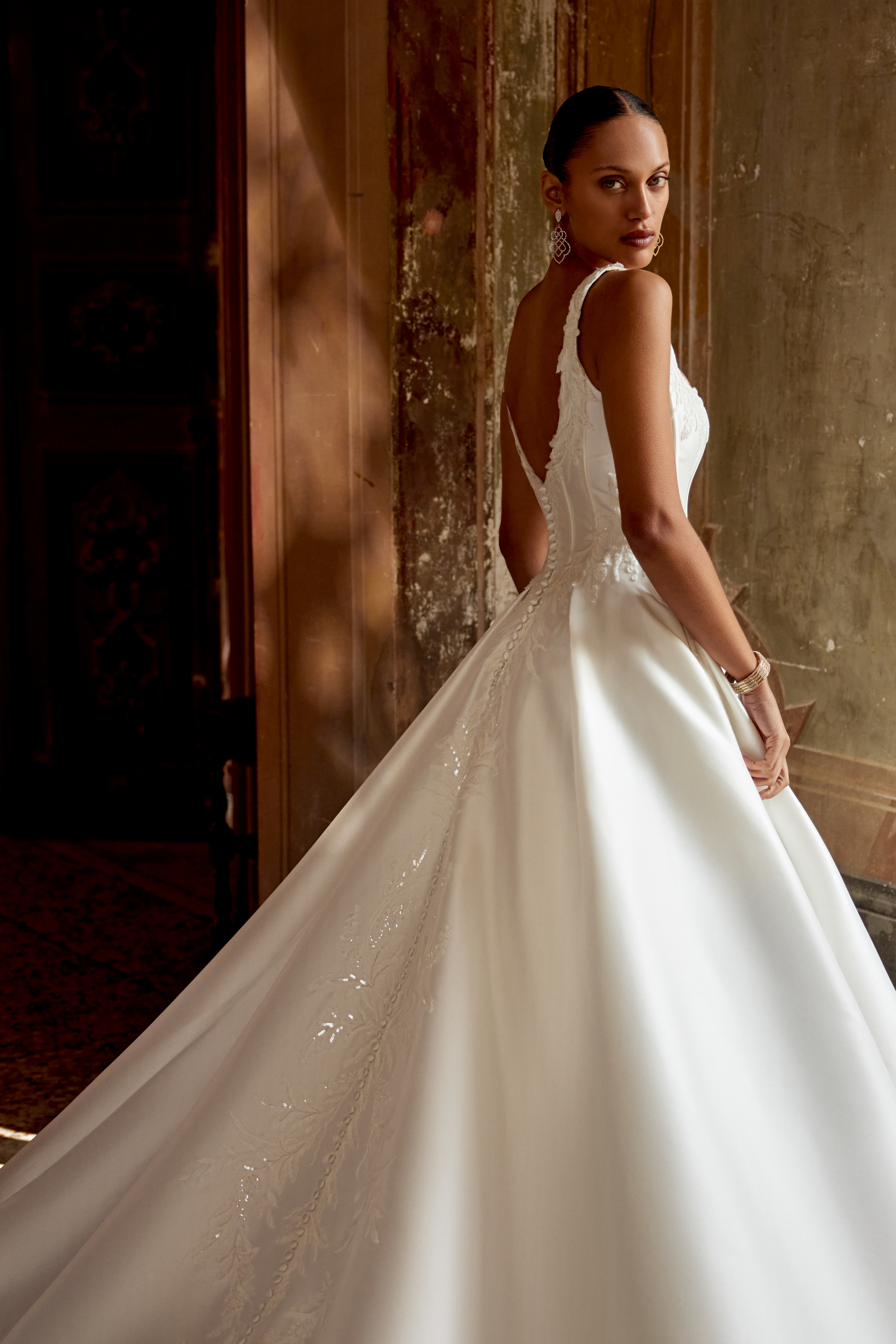 Justin Alexander Style 88440 Stretch Mikado Ball Gown with Corset Bodice & Basque Waist