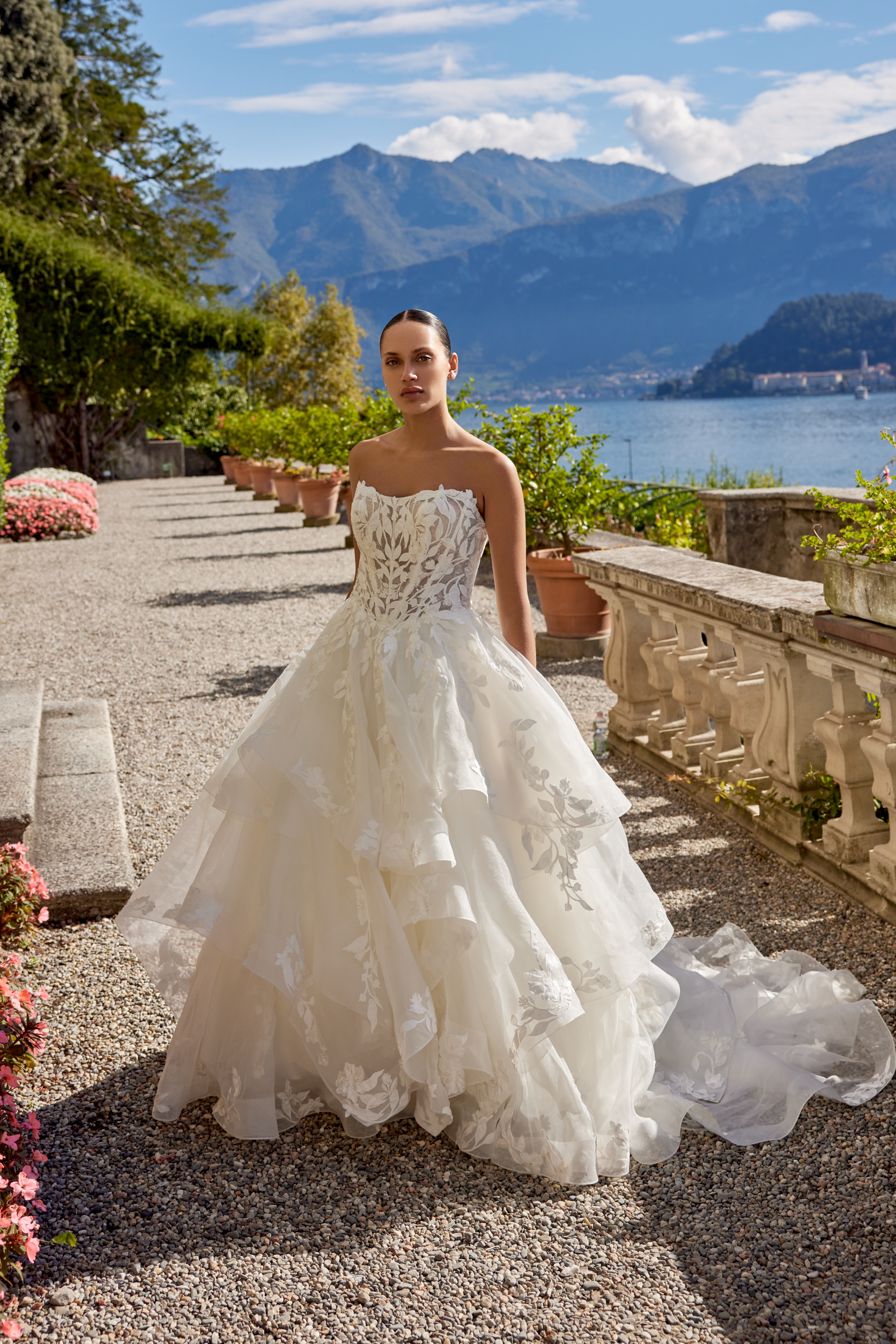 Justin Alexander Style 88456 Organza Ball Gown with Voluminous Ruffled Skirt