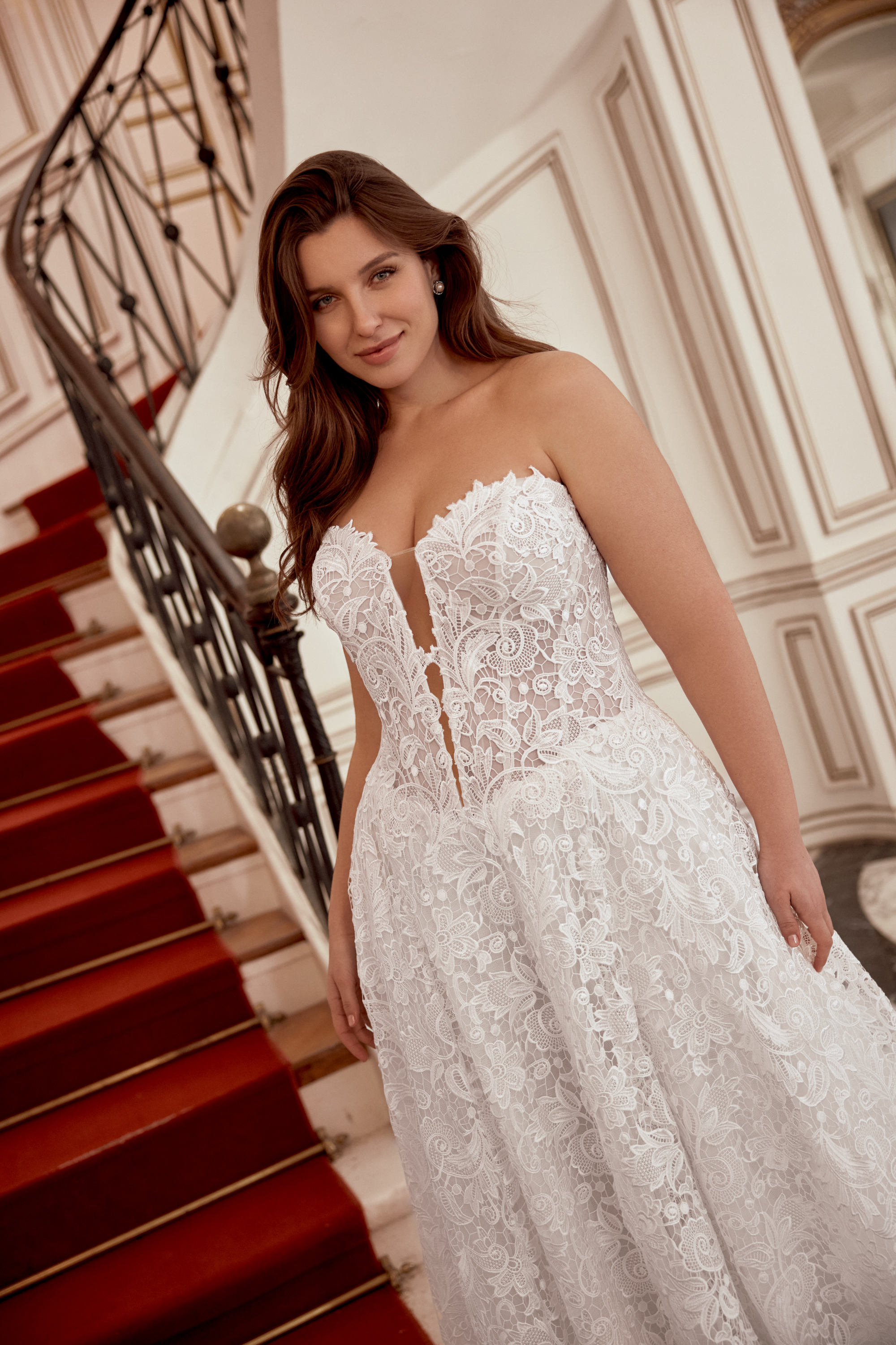 Love: Allover Beaded and Sequined Lace Ball Gown with Basque