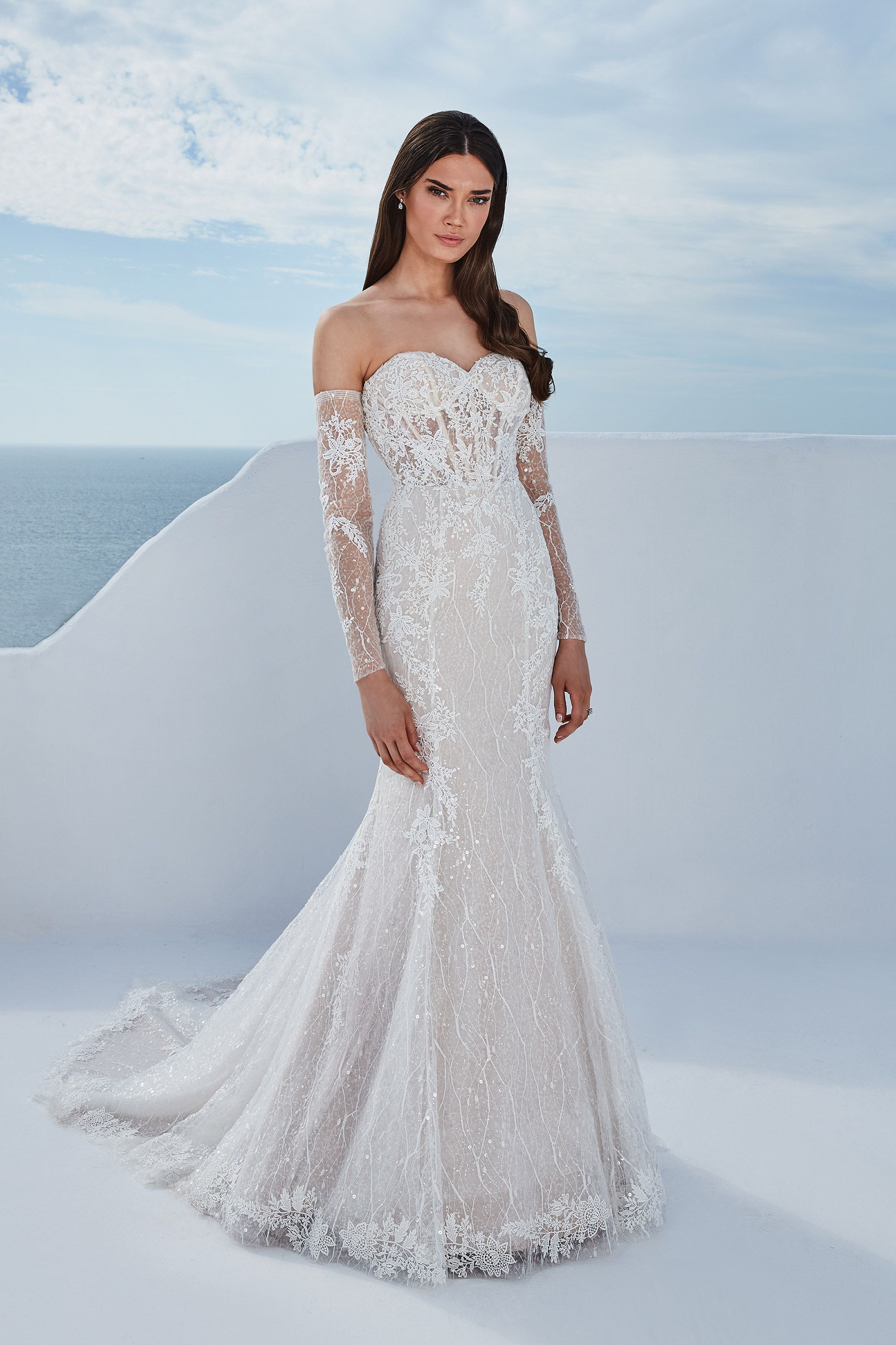 Berta: Fit and Flare Dress with Detachable Off the Shoulder Long