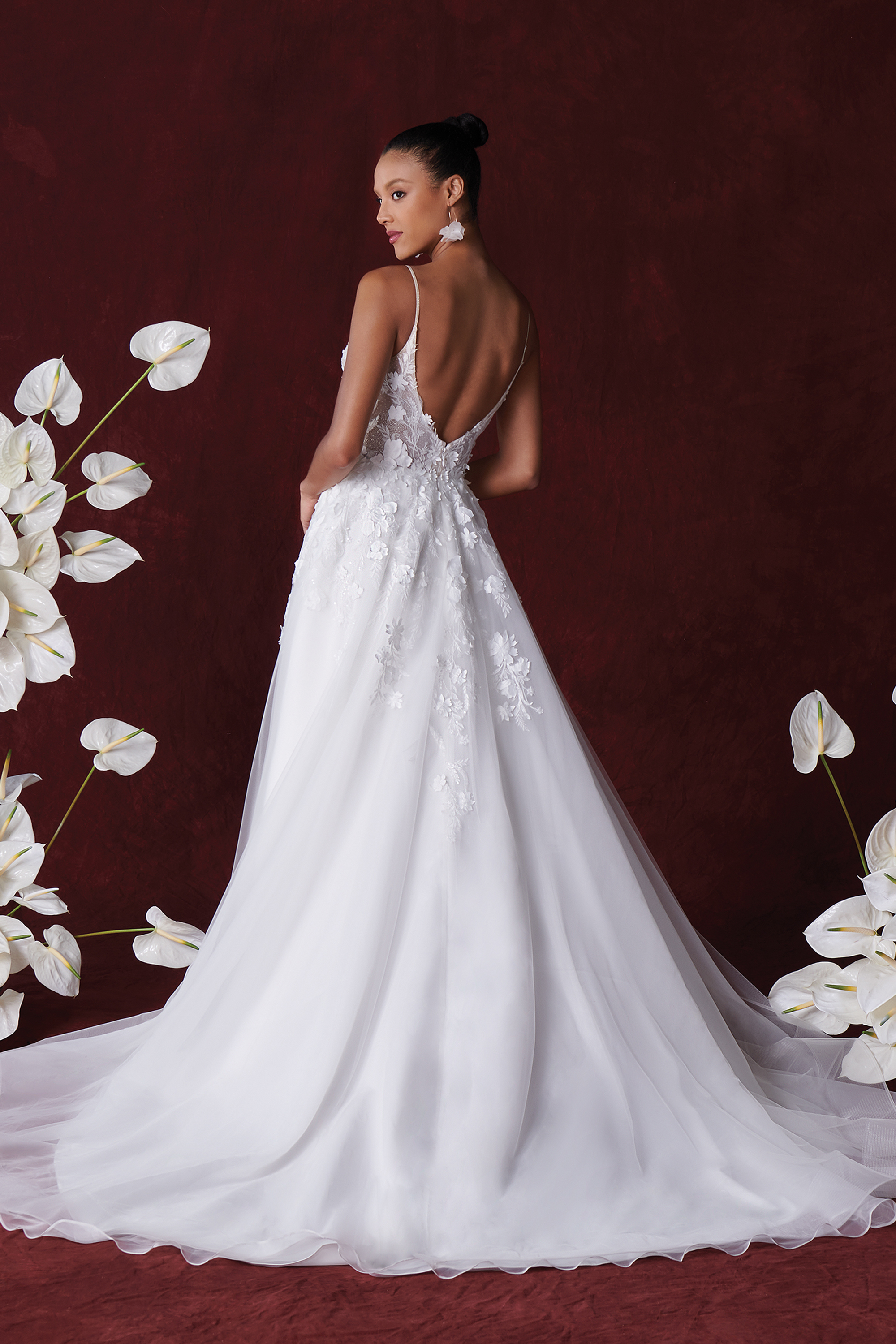 Justin Alexander Style 88356 Haven Tulle A-Line Gown with Sequined Lace Appliqués and 3D flowers