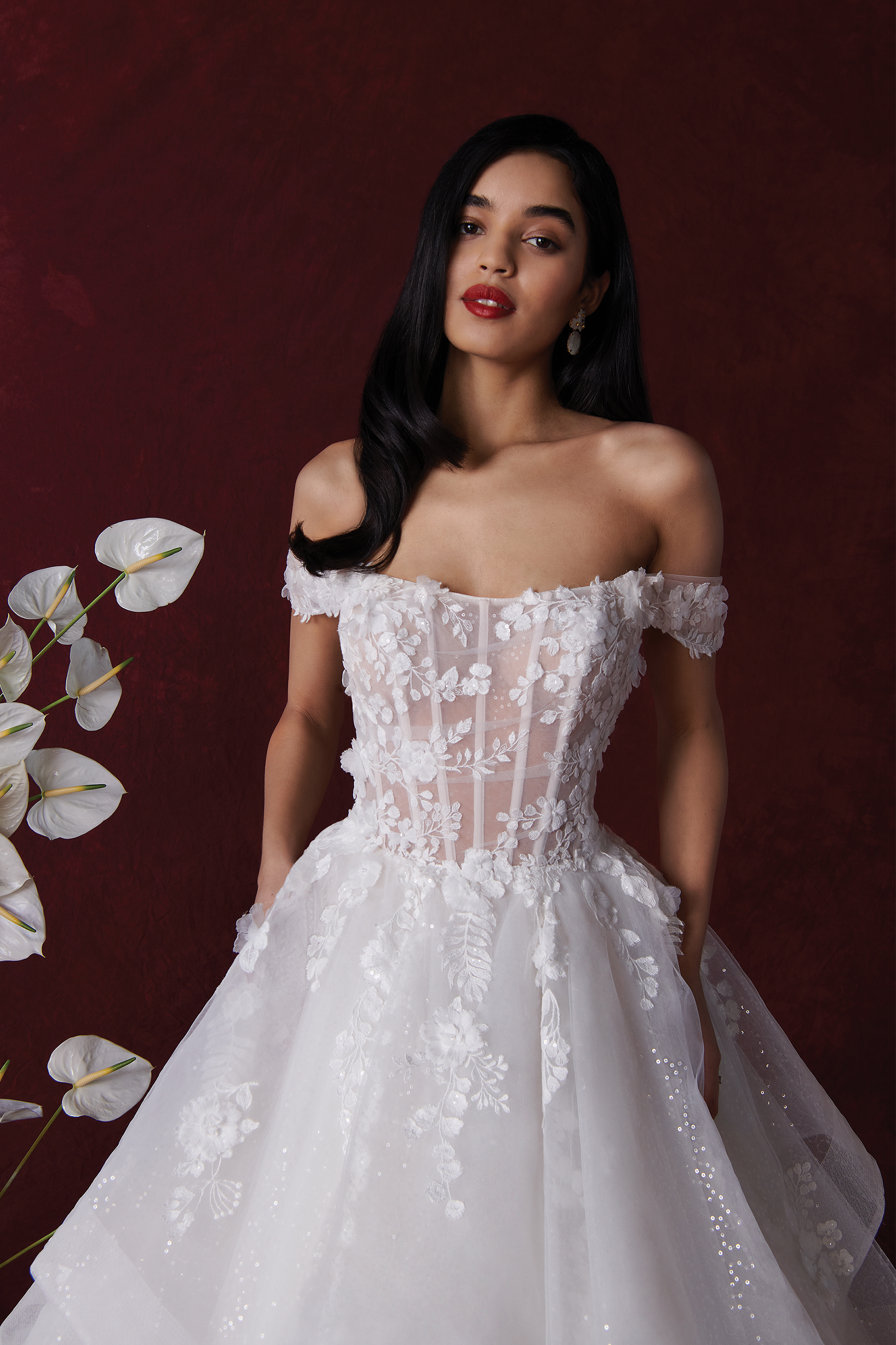 Justin Alexander Style 88372 Hyacinth Sequin Tulle Ruffle Skirt Ball Gown with Sheer Bodice