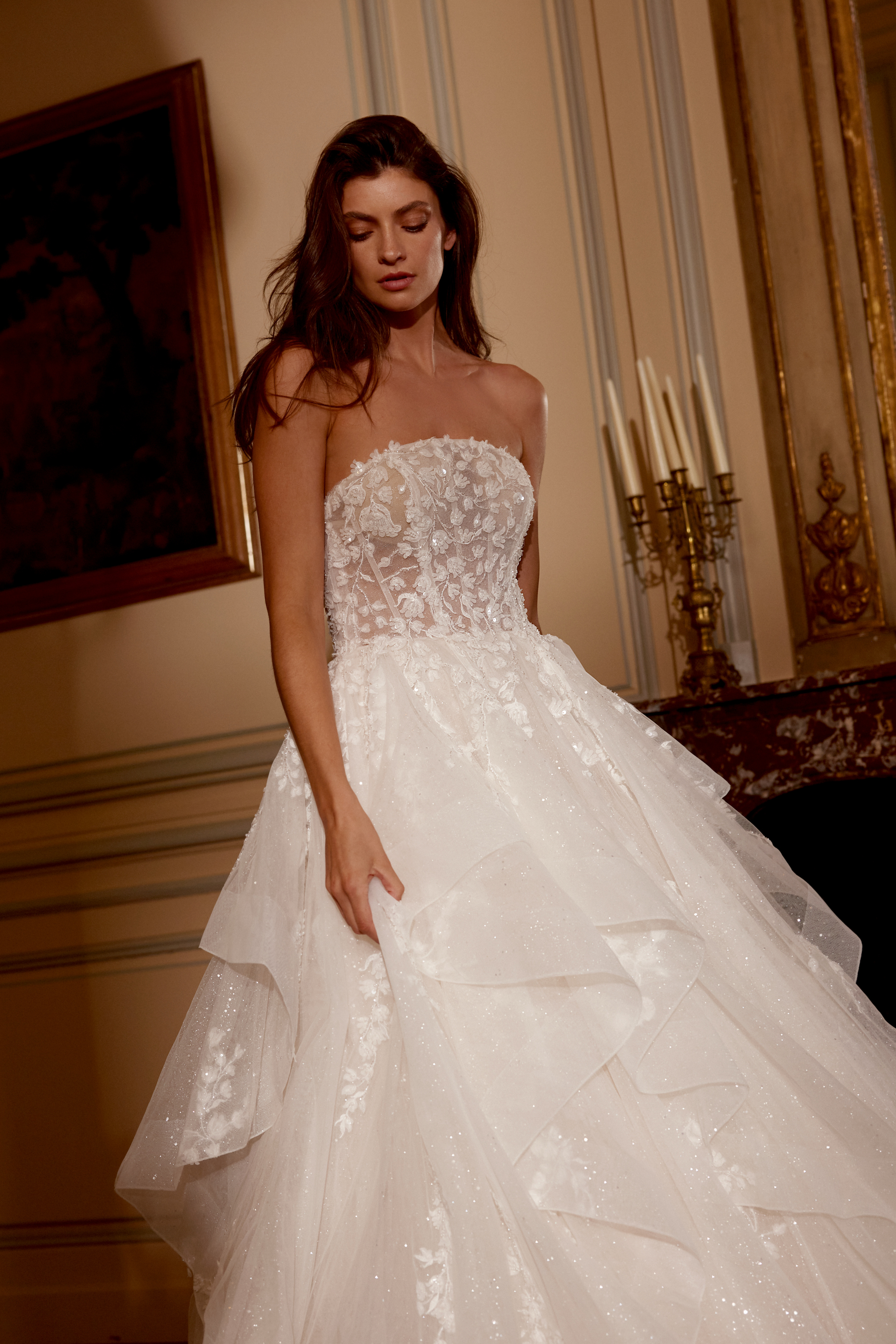 Justin Alexander Style 88432 Jaelyn Tulle Ballgown with Strapless Neckline and Illusion Bodice