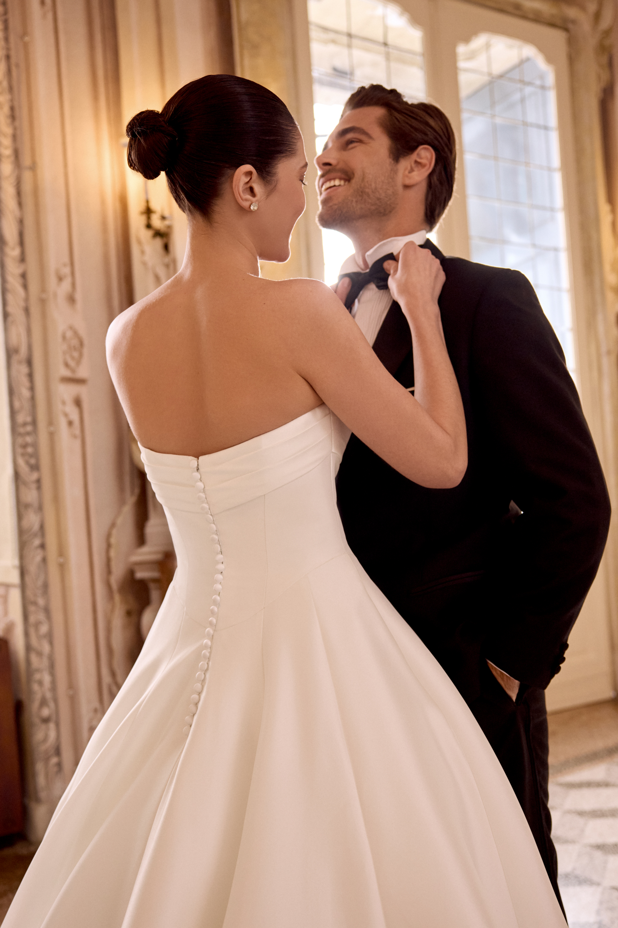 Justin Alexander Style 88476 LOTTIE Strapless Mikado High-Low Ball Gown with Bubble Hem
