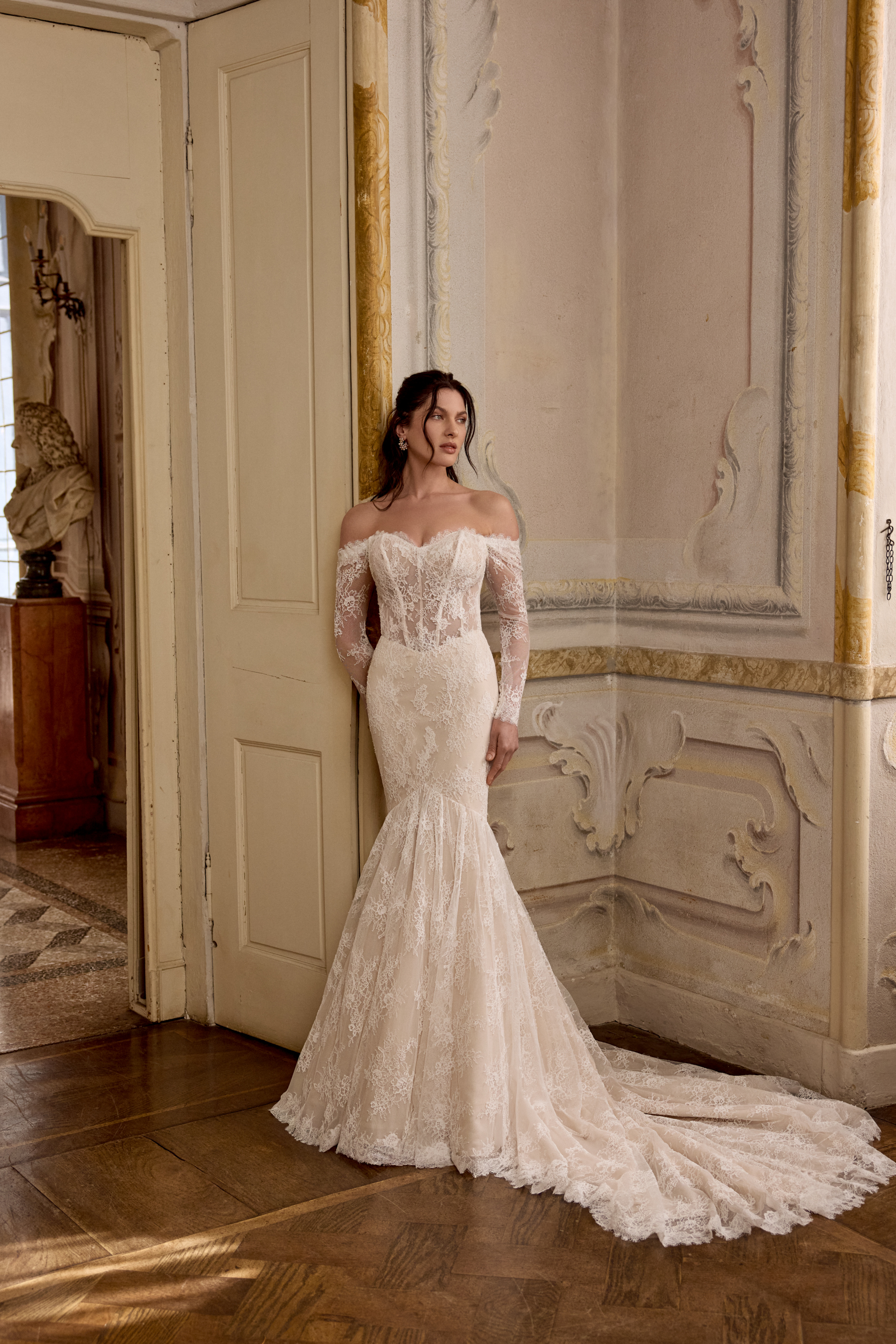 Justin Alexander Style 88484 LOLITA Allover Corded Alençon Lace Mermaid Gown with Sheer Bodice