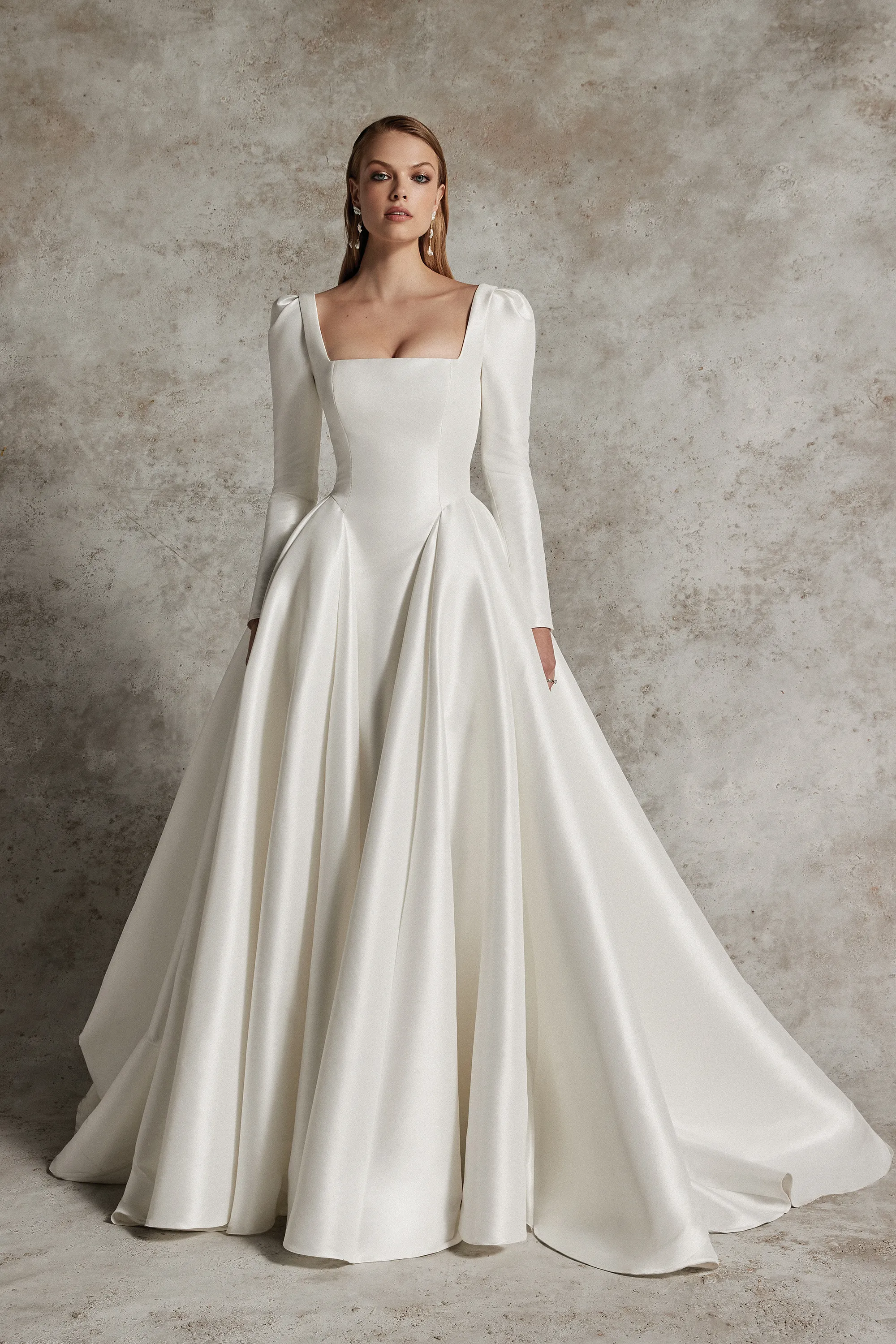 Justin Alexander Signature Style 99293SL DABIRA SLEEVES Detachable Stretch Mikado Long Puff Sleeves