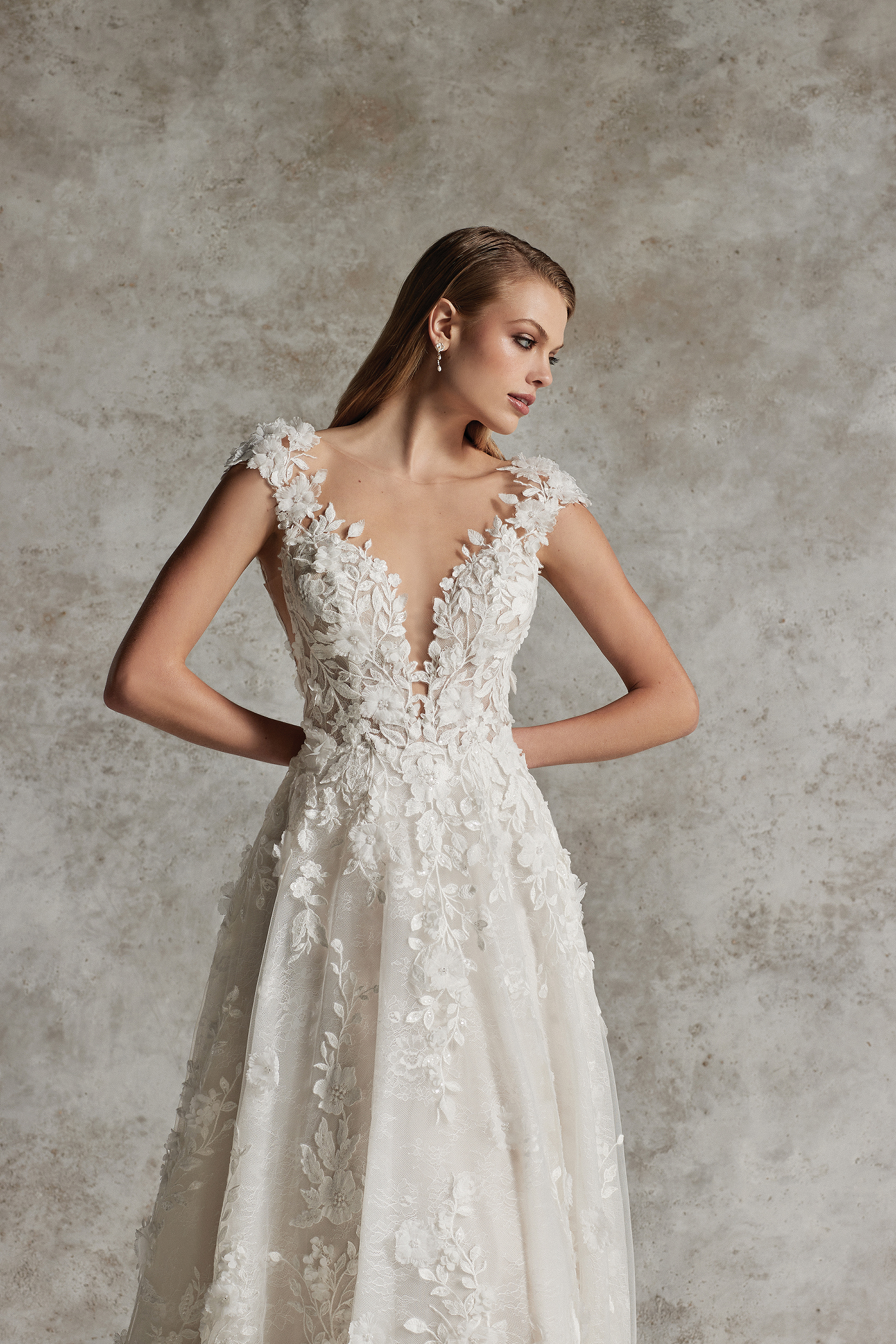 Justin Alexander Signature Style 99304 VENETIA Lace A-Line Wedding Gown with 3D Appliqués and Low Back